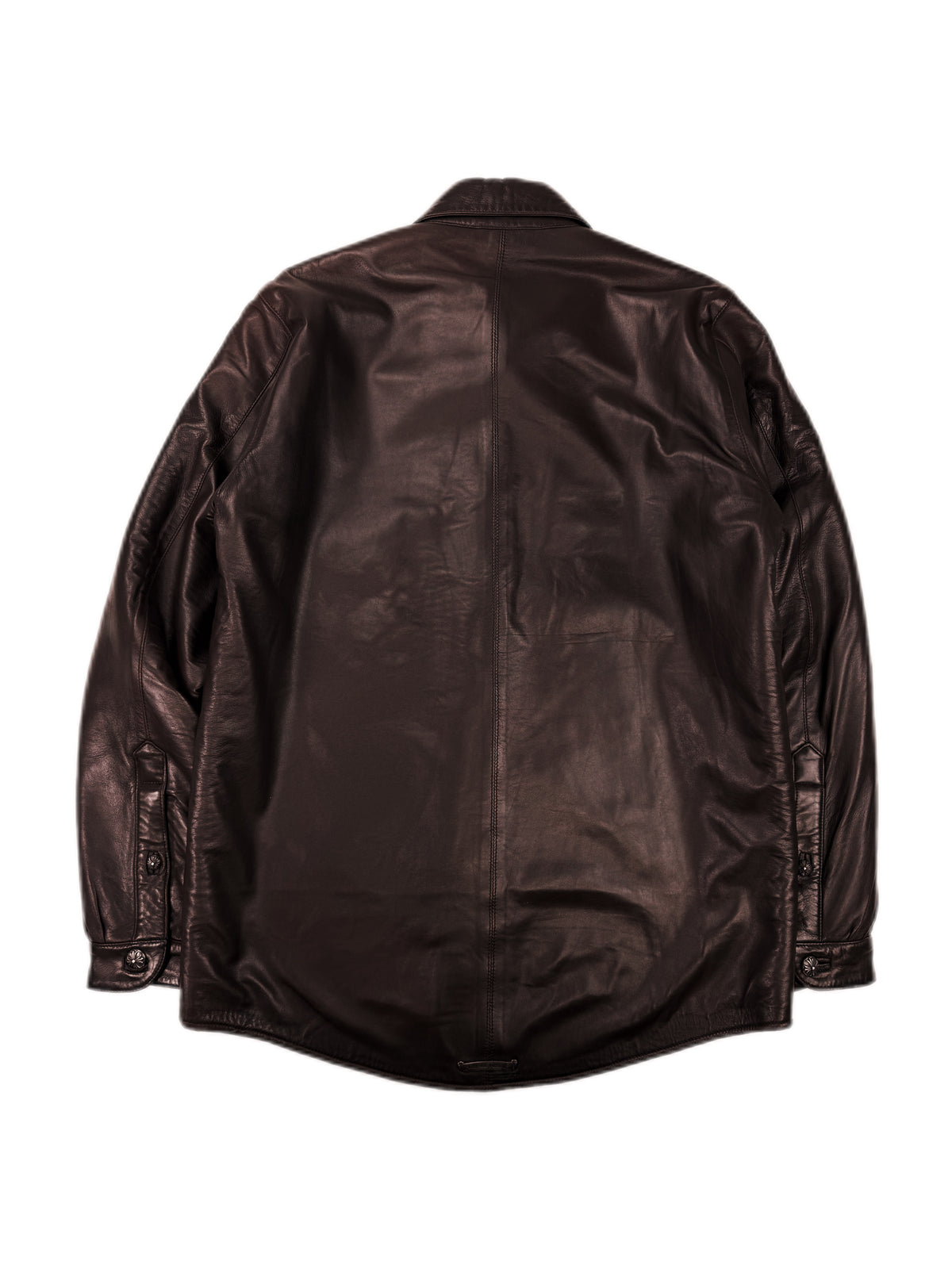 Chrome Hearts Shearling Lined Burgundy Leather Fleur Work Jacket