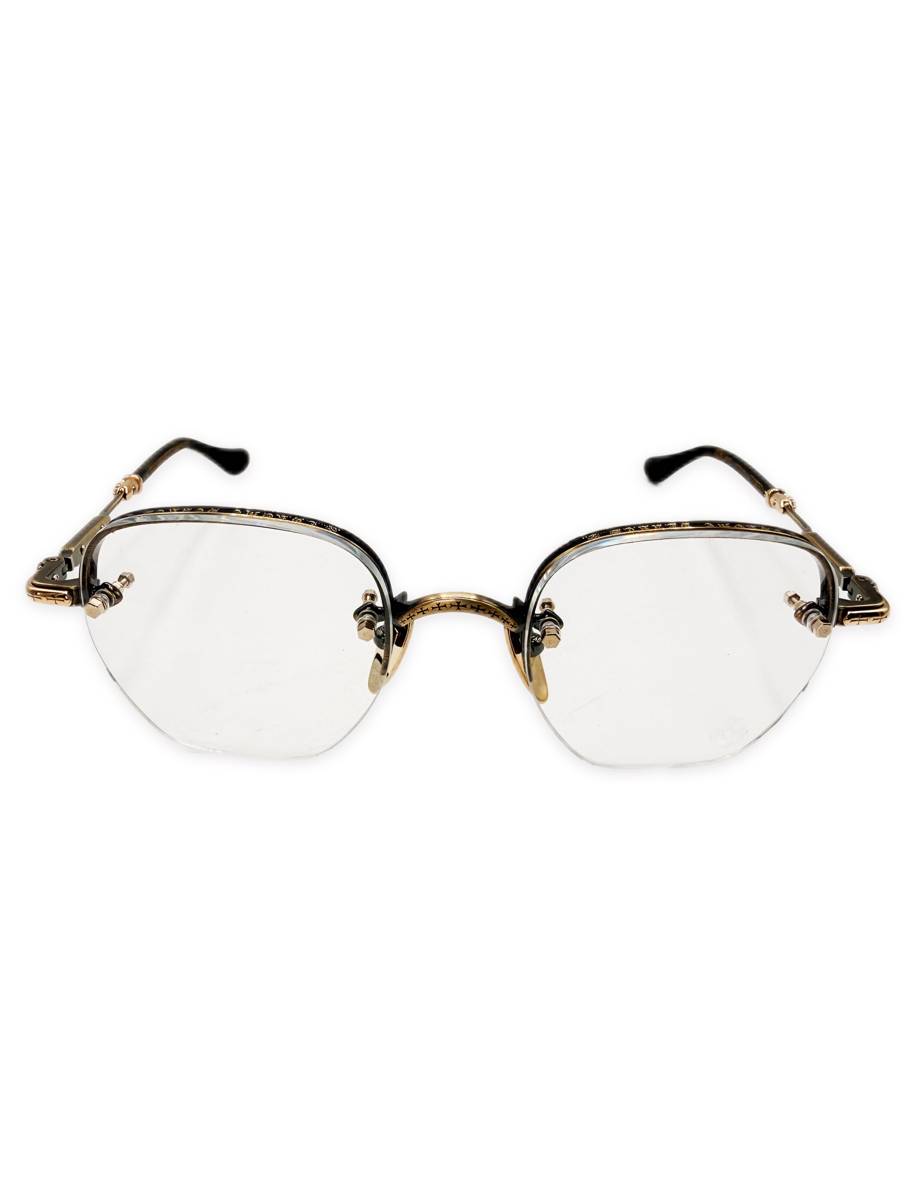 Chrome Hearts Frosted 18K Gold Rimless Glasses