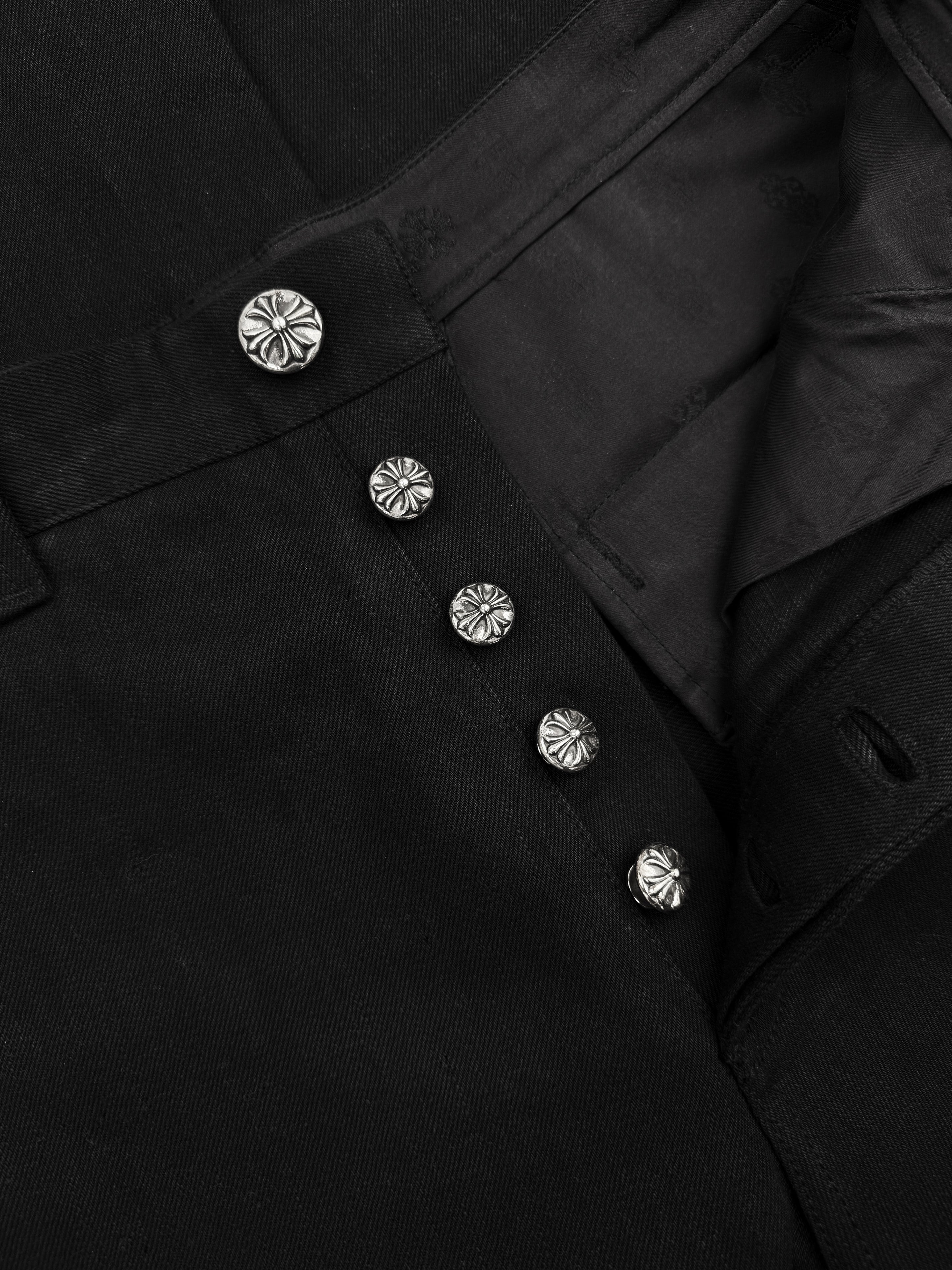 Chrome Hearts Street Sweeper Wide Leg Baggy Black Denim Jeans