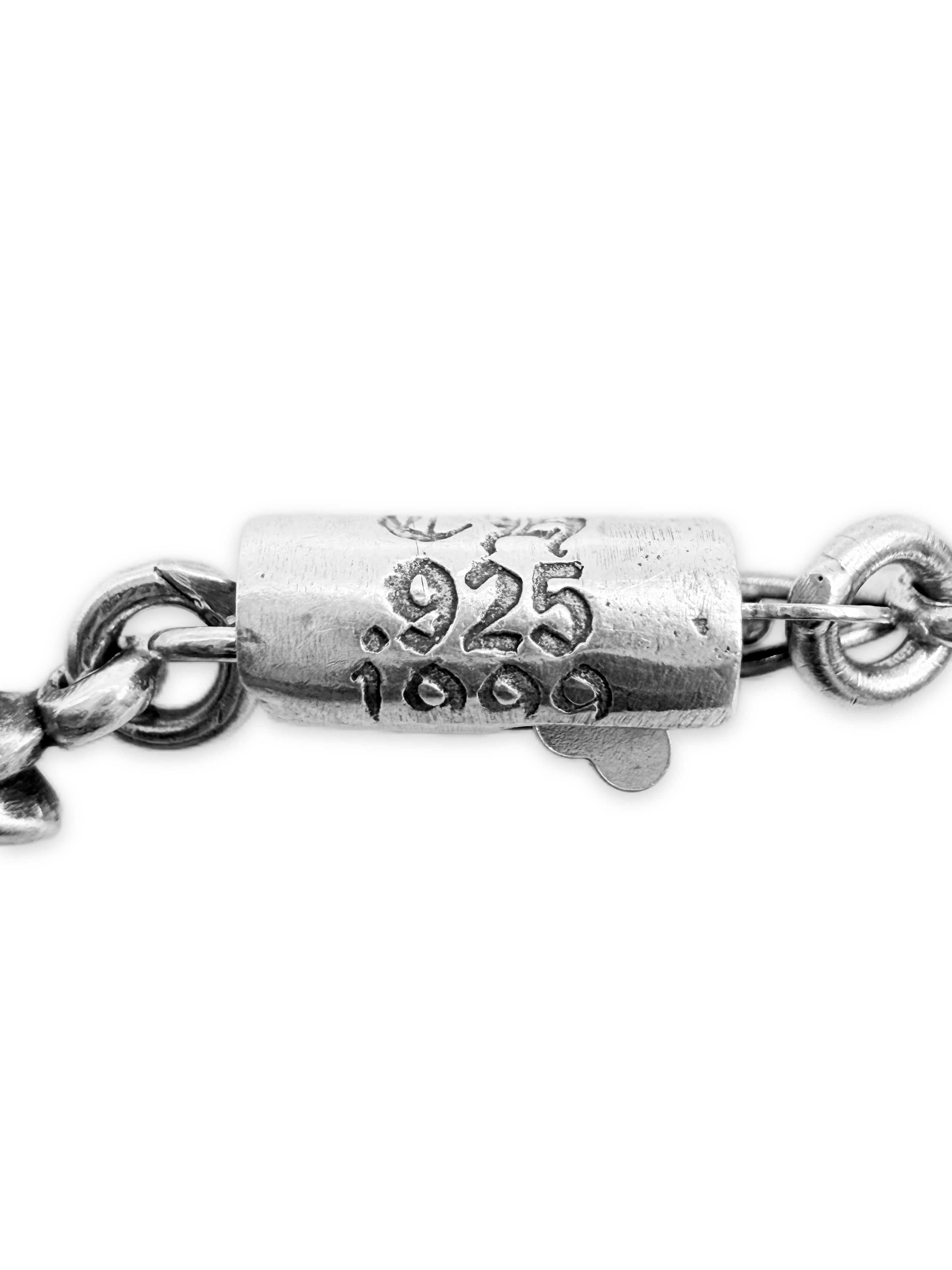 Chrome Hearts 13 Link Tiny E Cross .925 Silver Bracelet