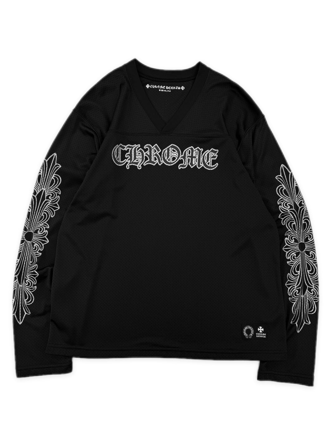 Chrome Hearts Floral Sleeve Mesh CH Black Long Sleeve Jersey