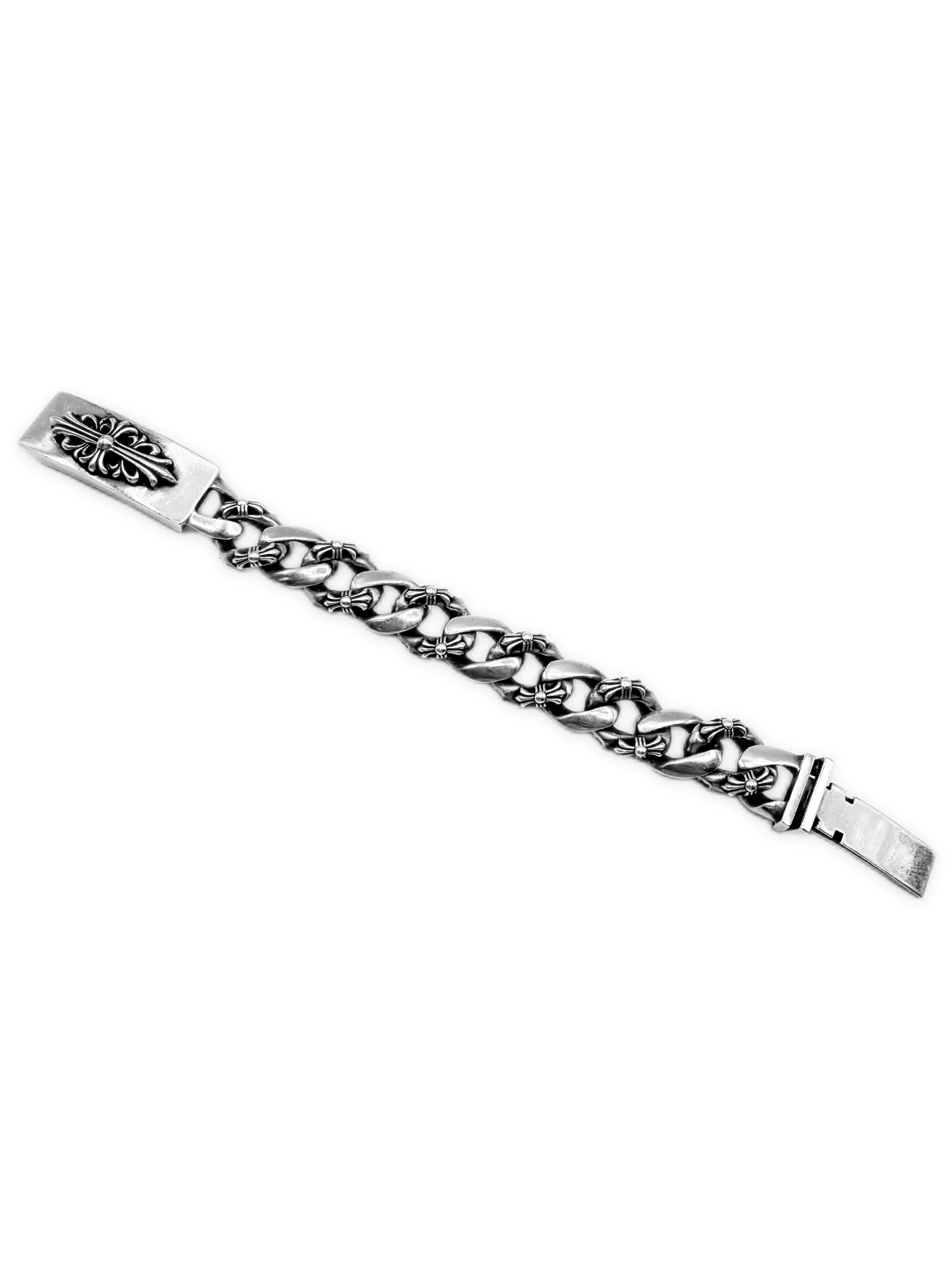 Chrome Hearts Floral ID Fancy 11 Link .925 Silver Bracelet