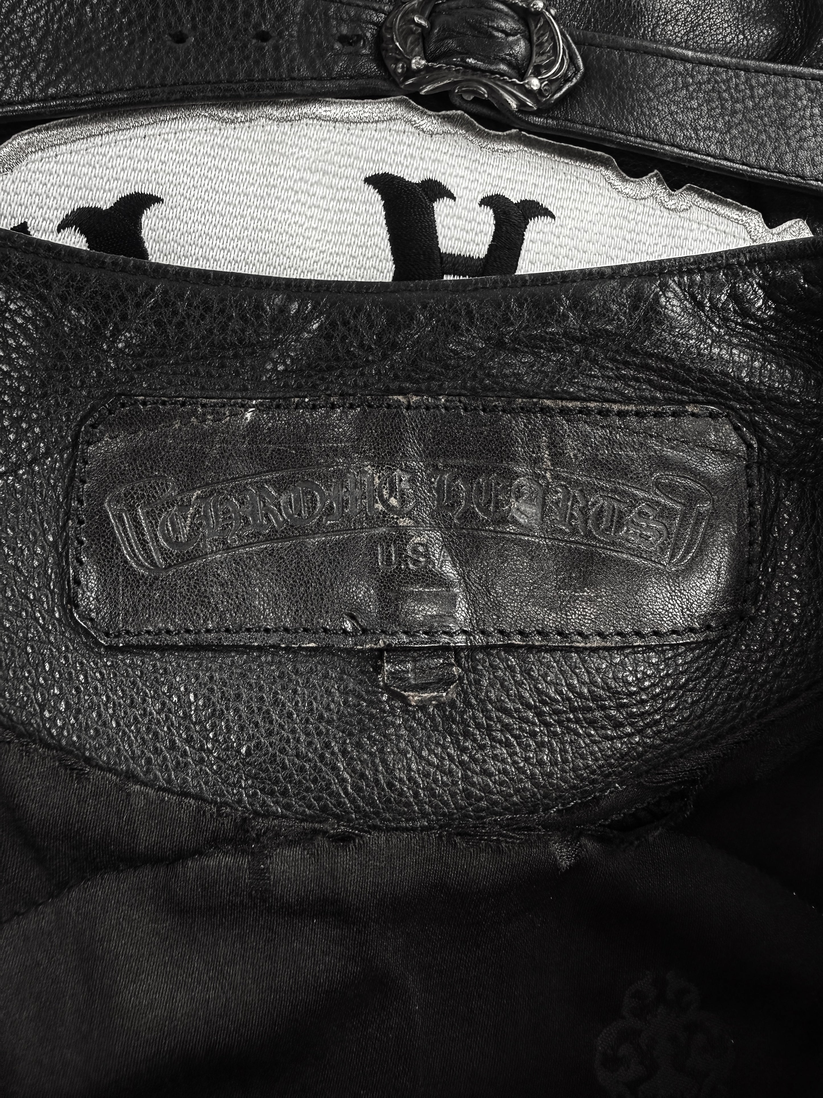Chrome Hearts Braided Black Leather Patched .925 Silver Biker Vest