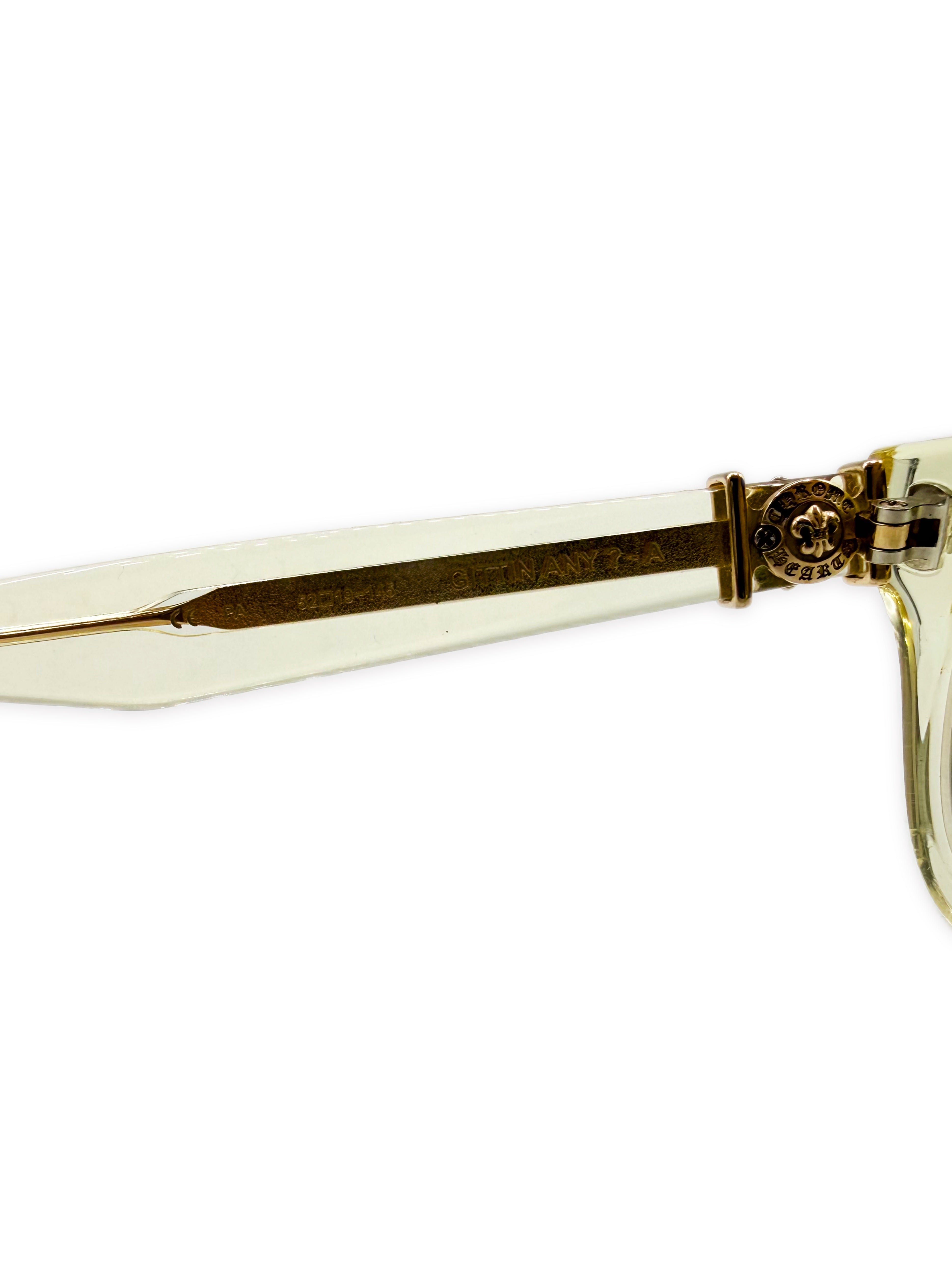 Chrome Hearts Gittin Any Crystal Gold Fleur de Lis Glasses