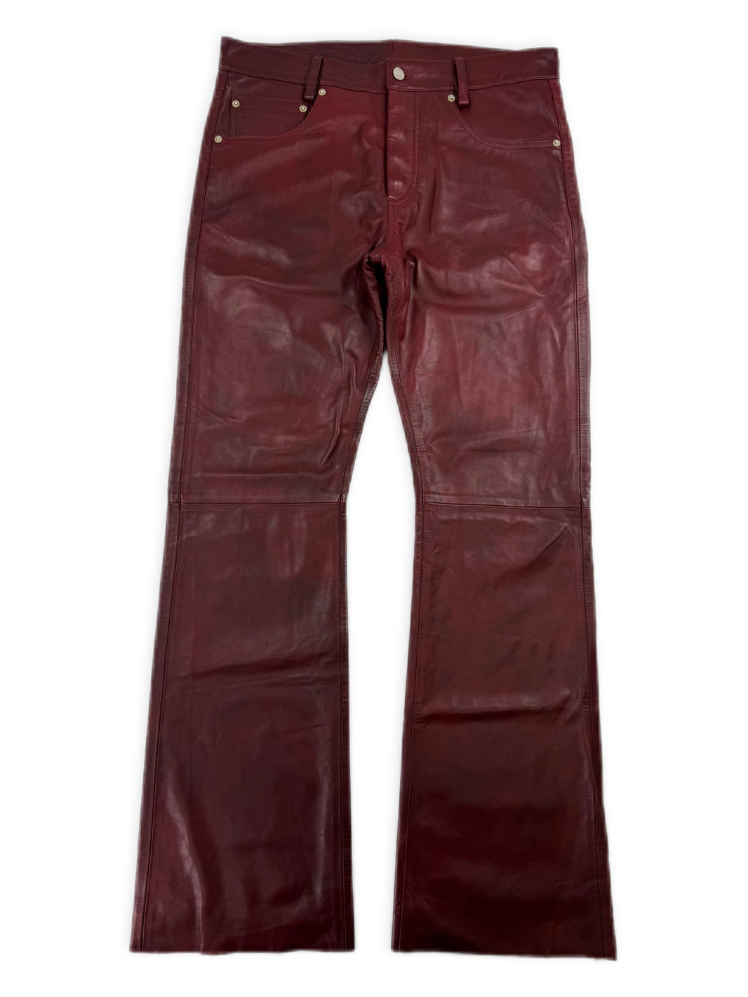 AW24 Enfants Riches Deprimes Oxblood Flared Lambskin Leather Pants