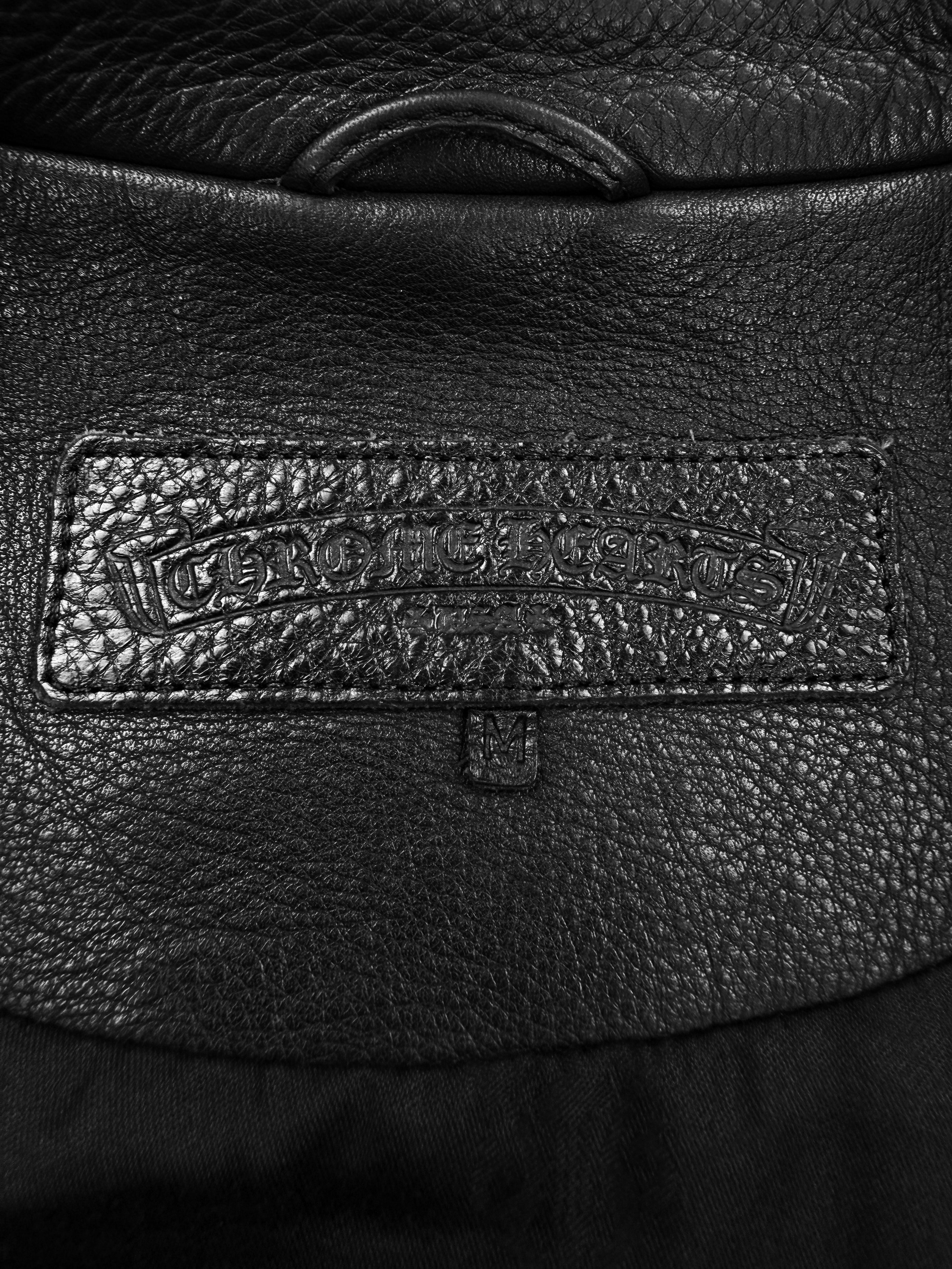 Chrome Hearts Moto Cafe Racer Dagger Zip Leather Jacket