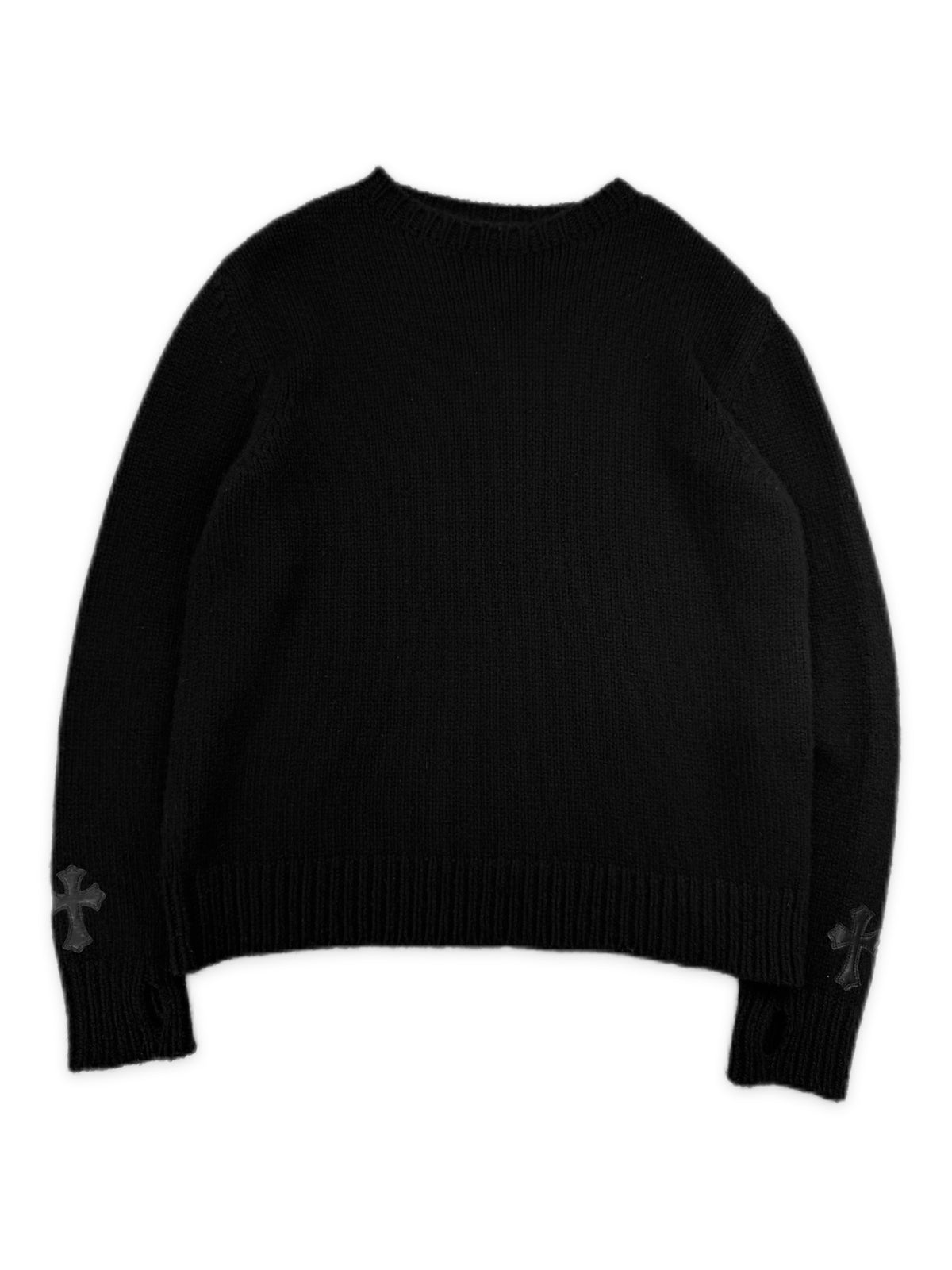 Chrome Hearts Dual Cross Patch Cashmere Black Knit Sweater