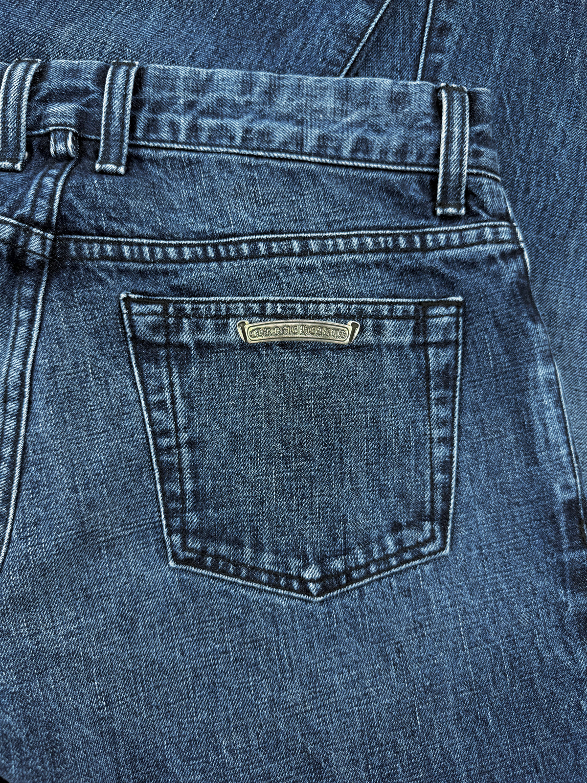 Chrome Hearts FU Cut Blue Wash Flared .925 Silver Denim Jeans