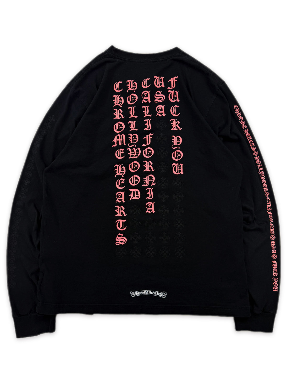 Chrome Hearts Vertical Logo Baby Pink Black Long Sleeve Shirt