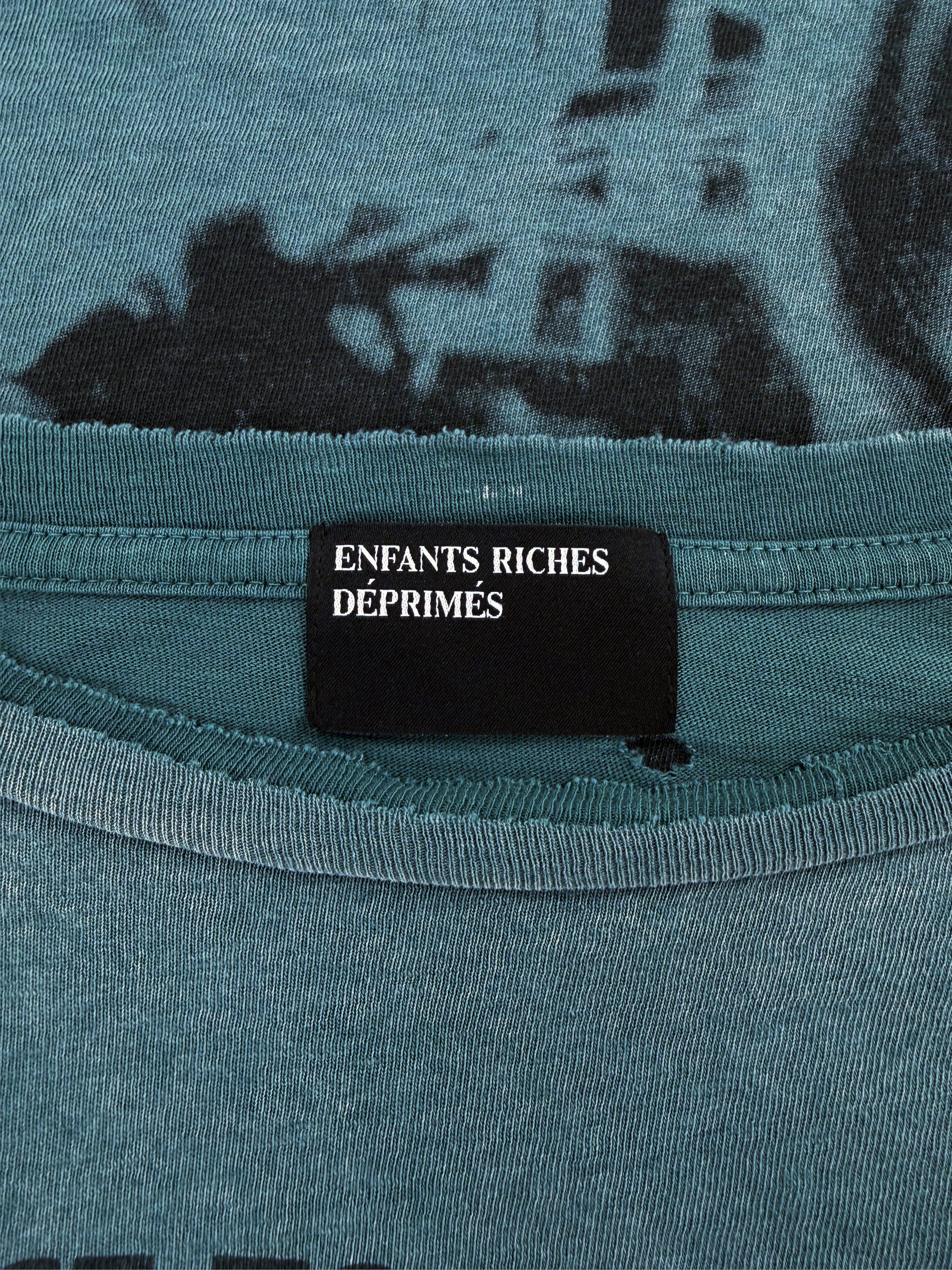 Enfants Riches Deprimes ‘Reverend’ Teal Distressed Cropped T-Shirt