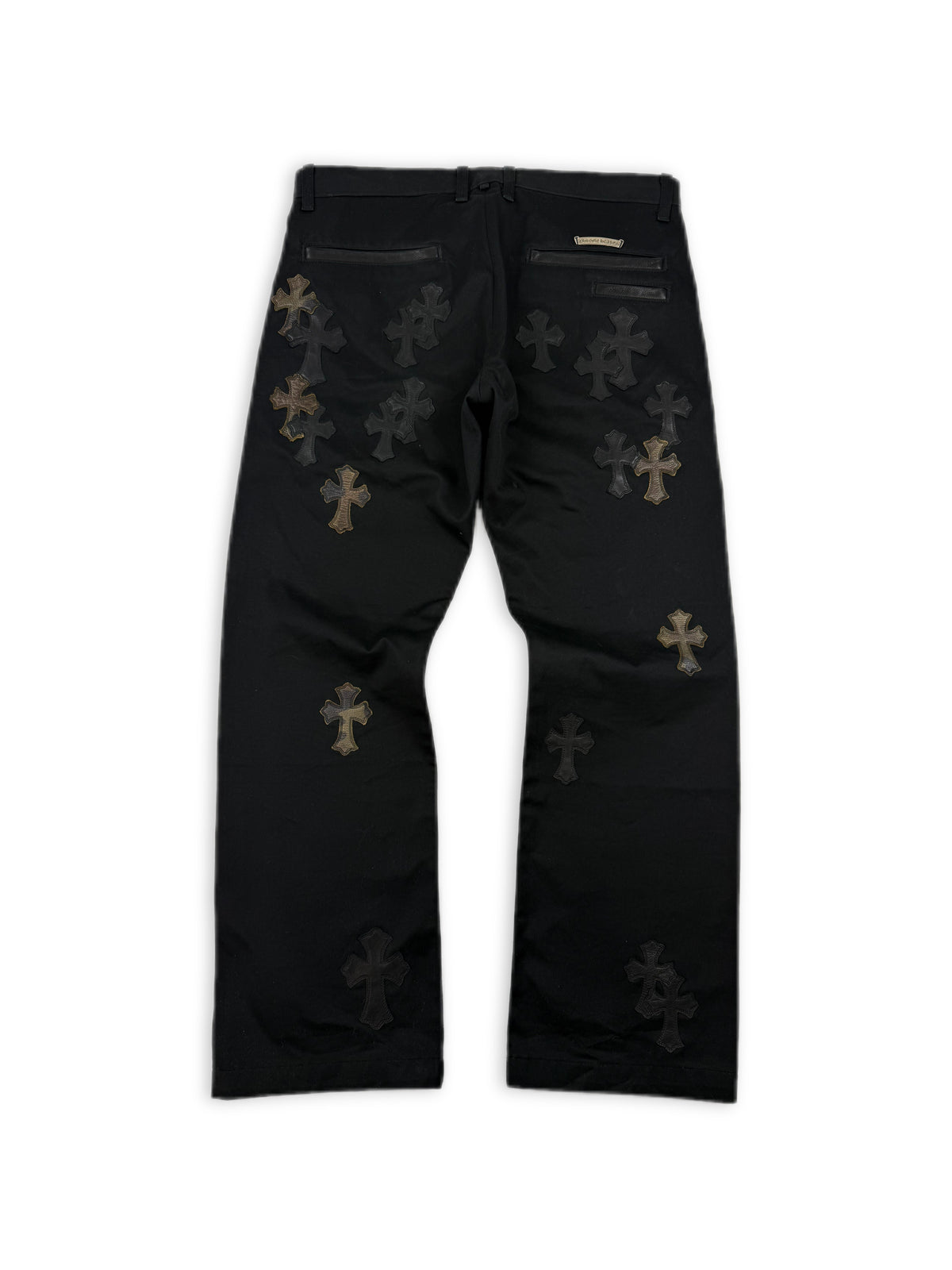 Chrome Hearts 40 Cross Patch Camo Leather Black Chino Pants