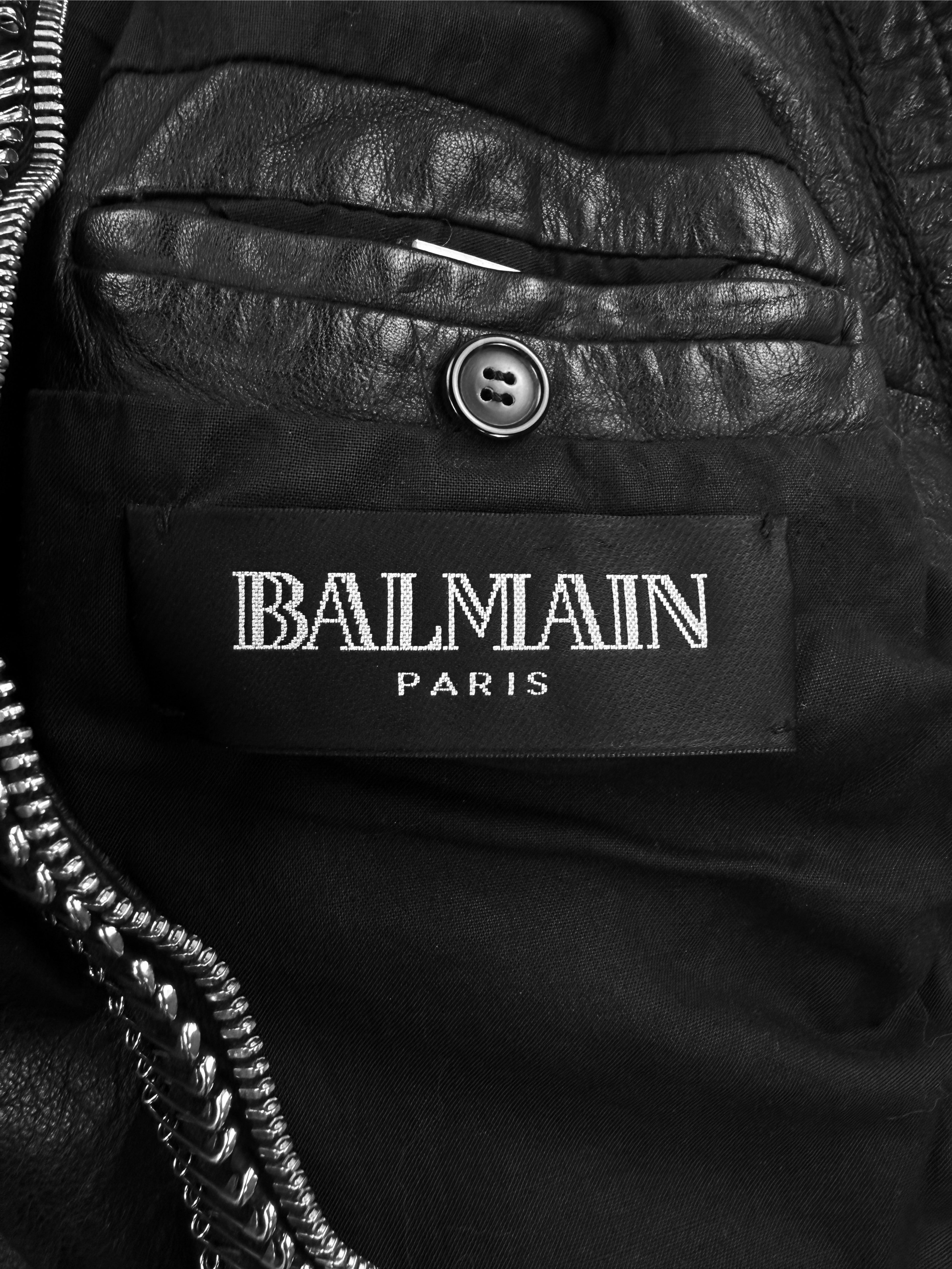 SS11 Balmain by Christophe Decarnin ‘Safety Pin’ Black Leather Jacket