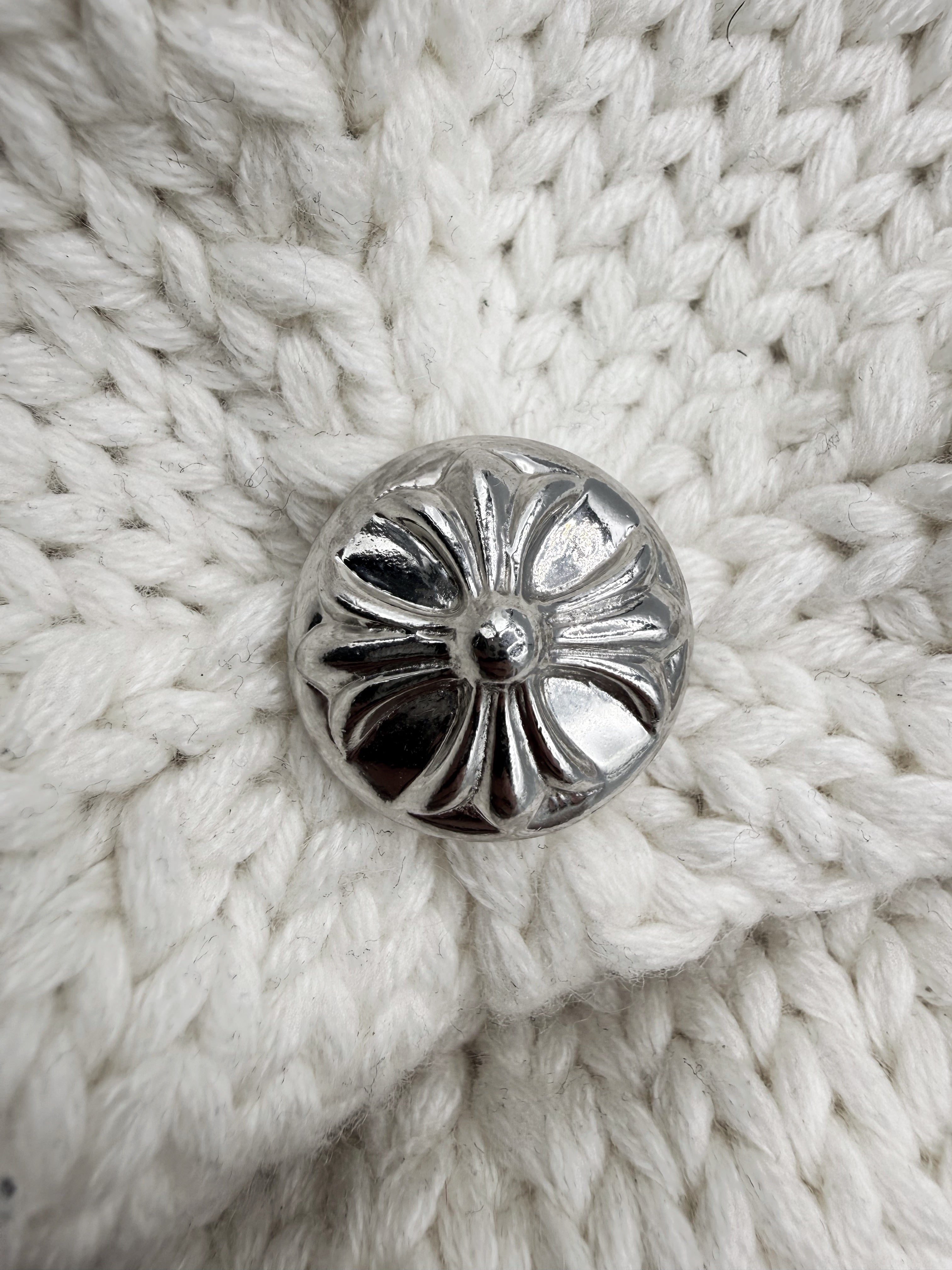 Chrome Hearts Beaded Cross White Rhodium Knit Beanie