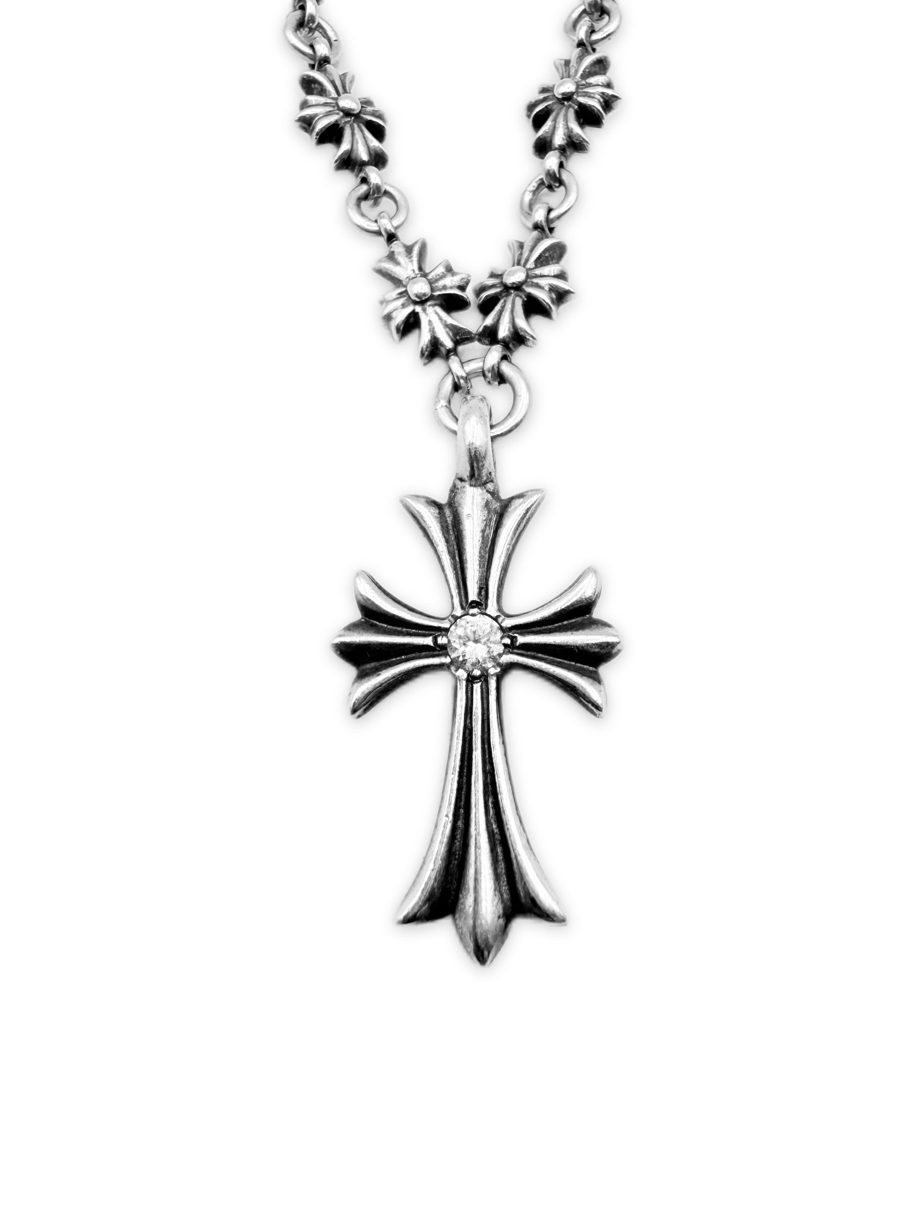 Chrome Hearts Diamond Factory Set Tiny E 21 in Necklace
