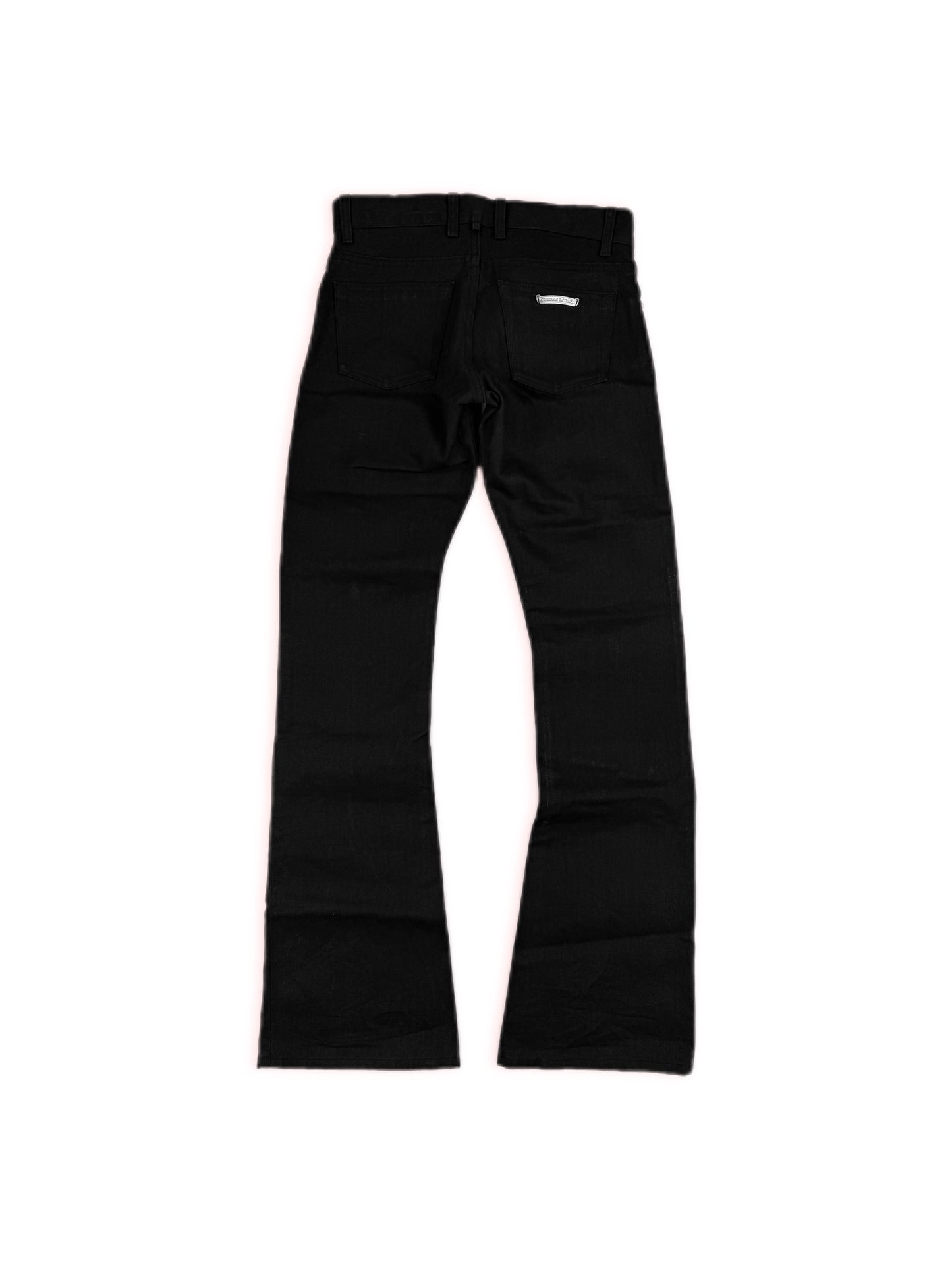Chrome Hearts RS Flared Extra Long Black Raw Denim .925 Silver Jeans