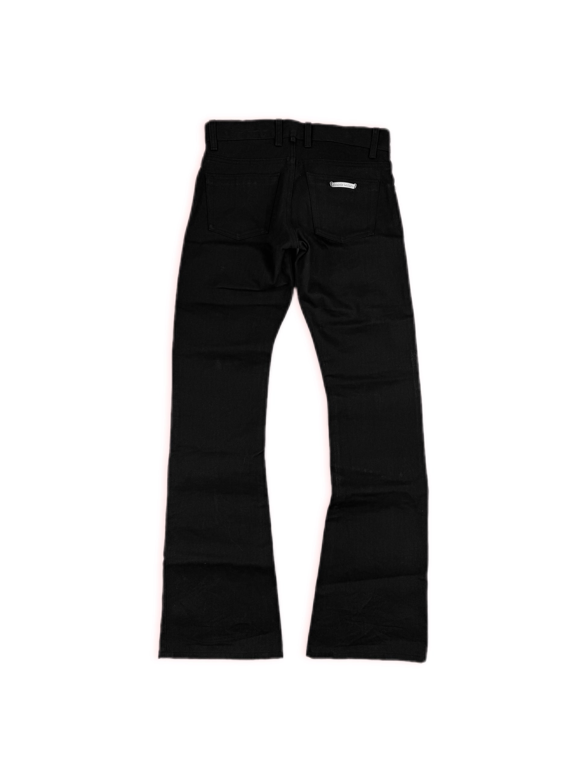Chrome Hearts RS Flared Extra Long Black Raw Denim .925 Silver Jeans
