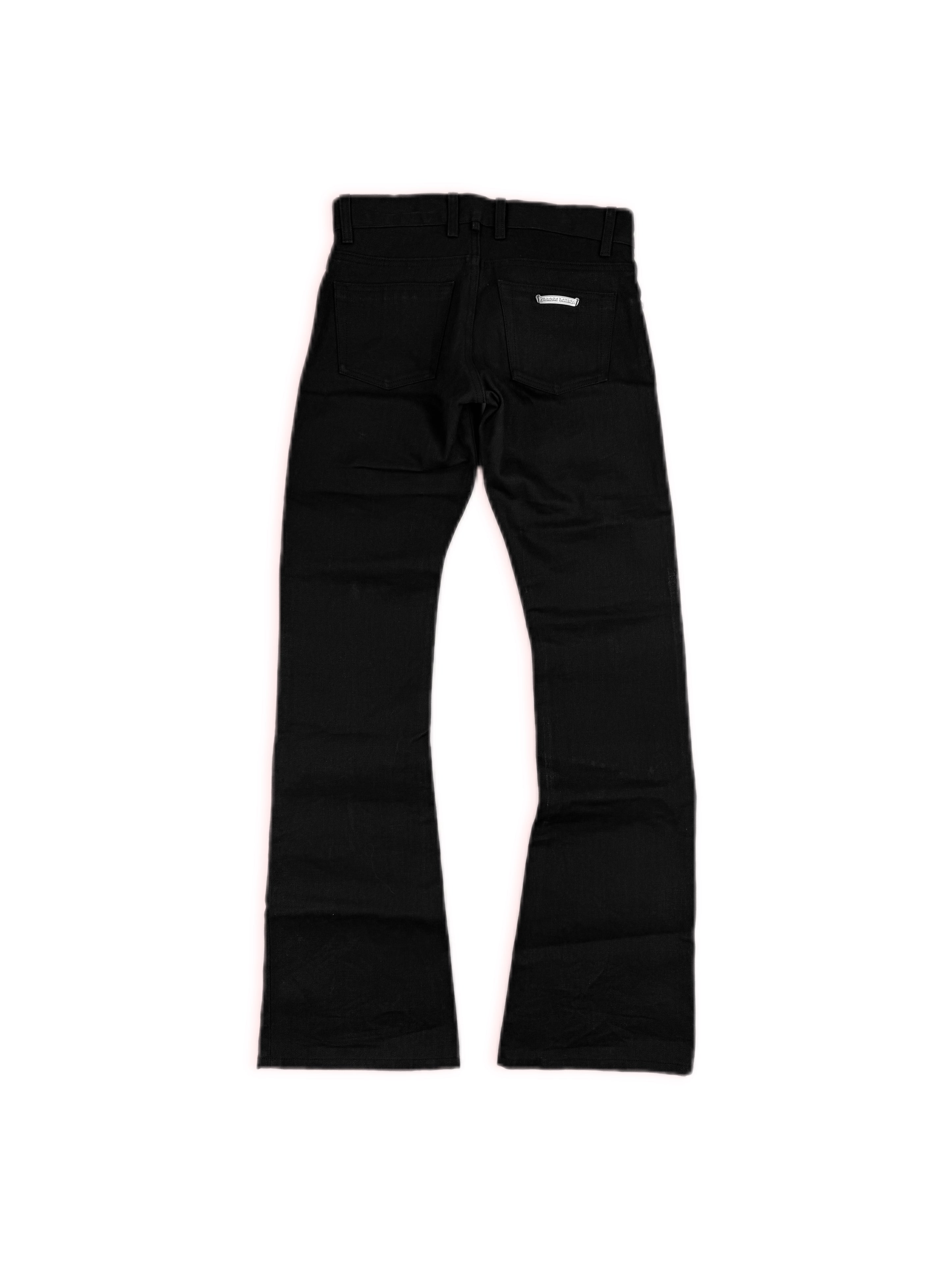 Chrome Hearts RS Flared Extra Long Black Raw Denim .925 Silver Jeans