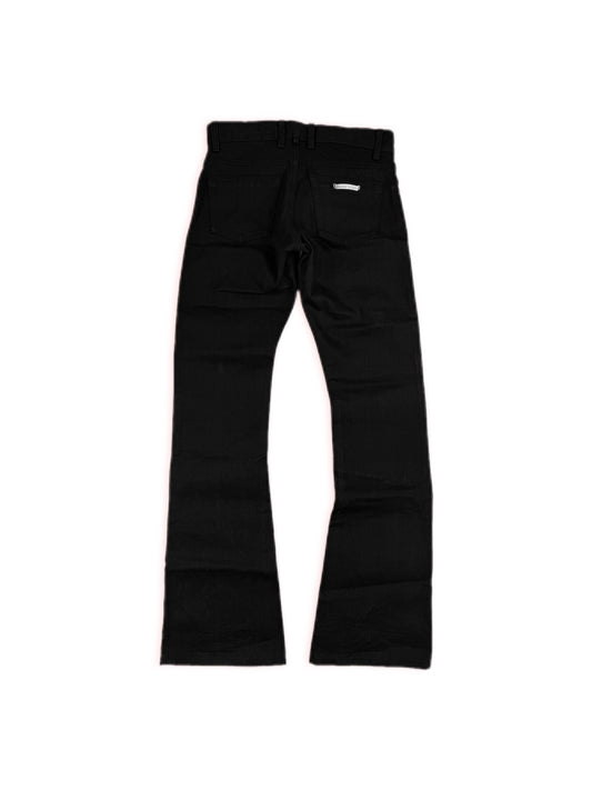 Chrome Hearts RS Flared Extra Long Black Raw Denim .925 Silver Jeans