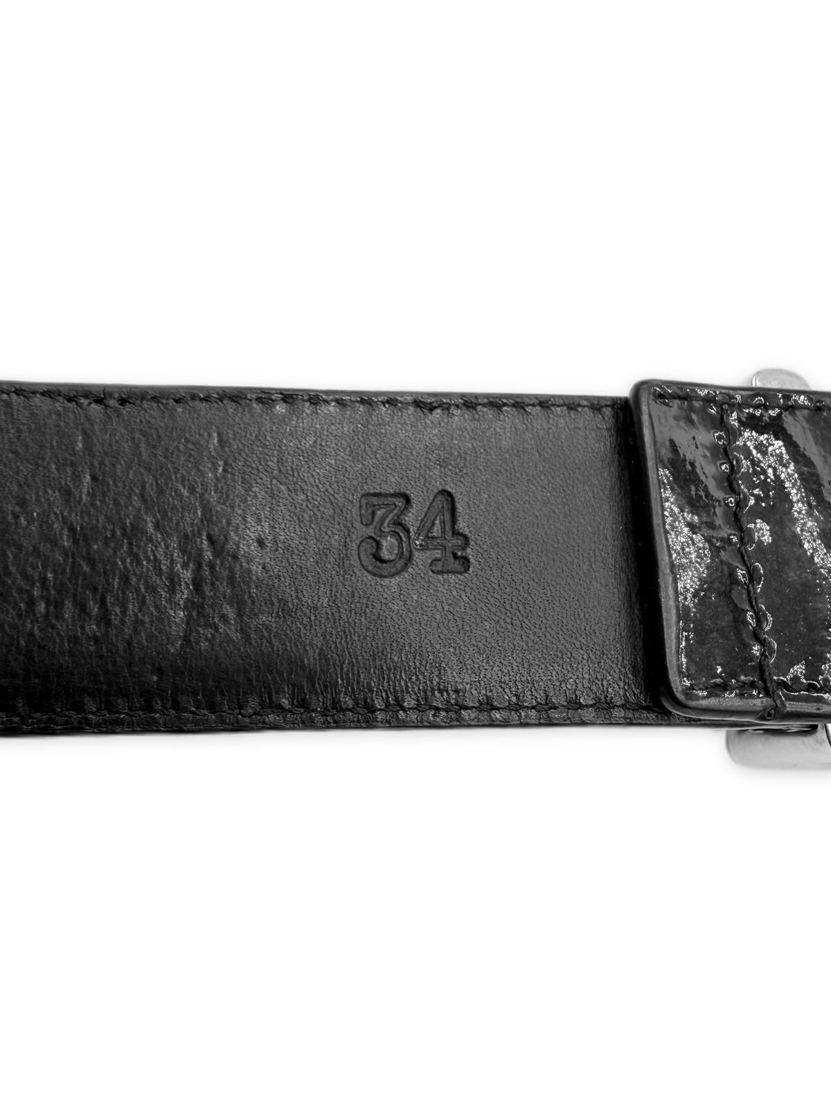 Chrome Hearts Patent Leather Pyramid Studded Black Roller Belt