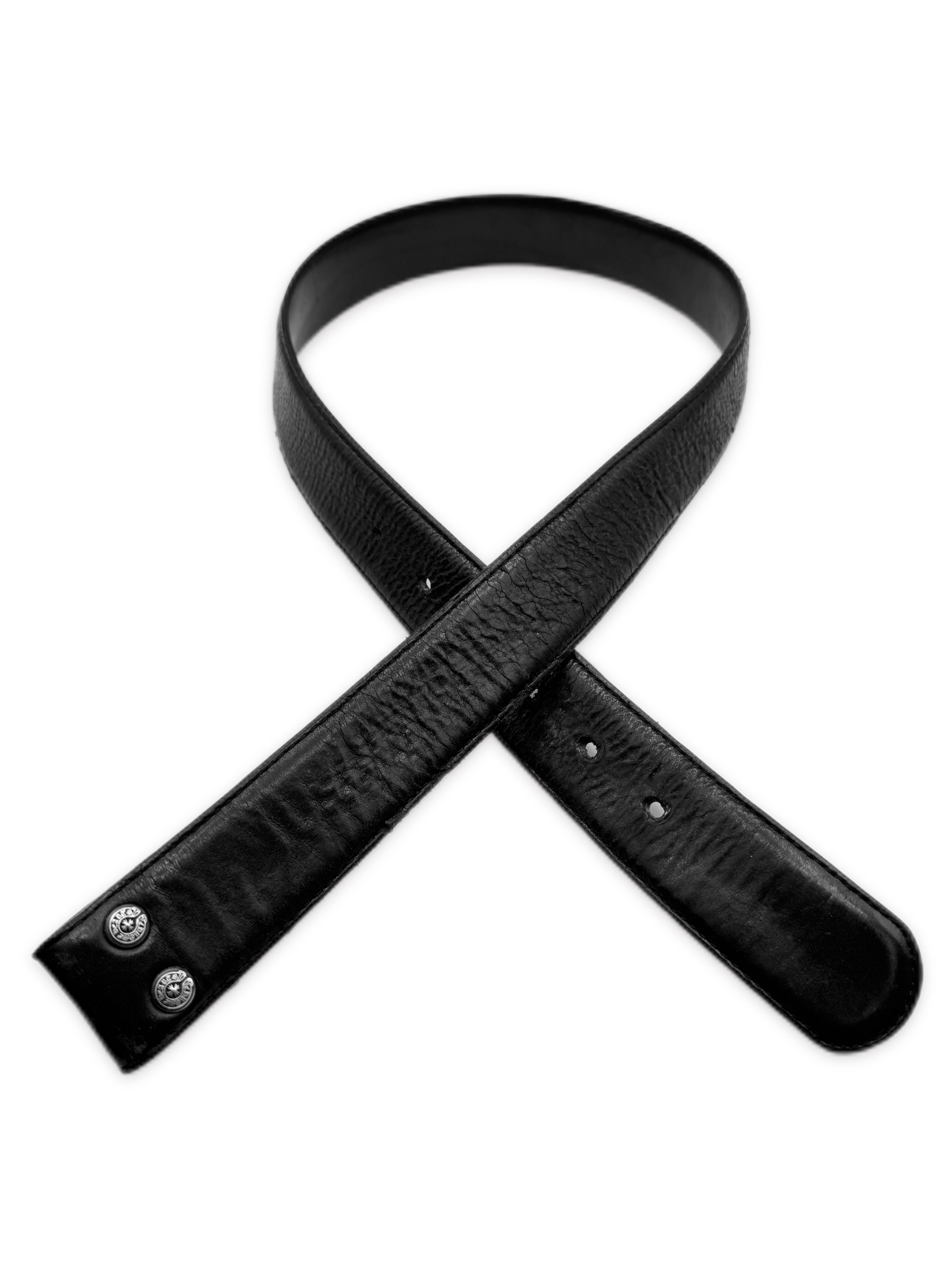 Chrome Hearts Black Leather .925 Silver Belt Strap