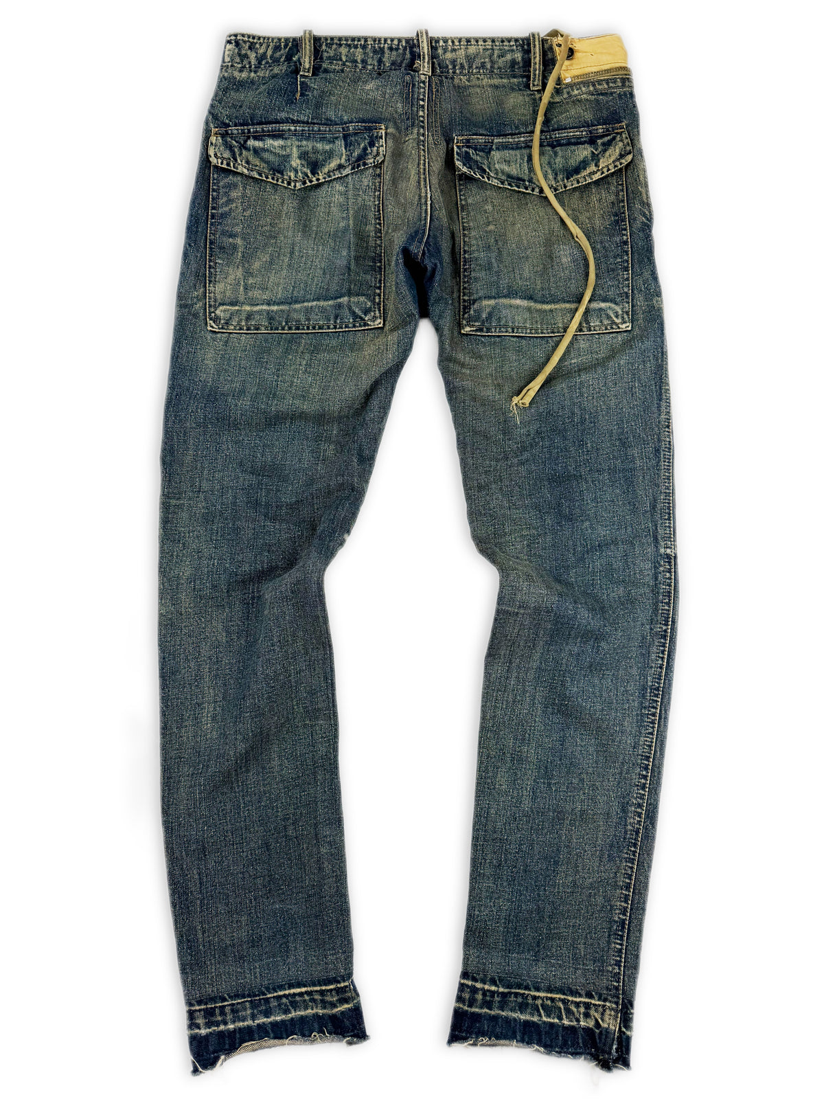 AW08 Rick Owens ‘DRKSHDW’ O&M Double Layer ‘Aircut’ Blue Wash Denim Jeans