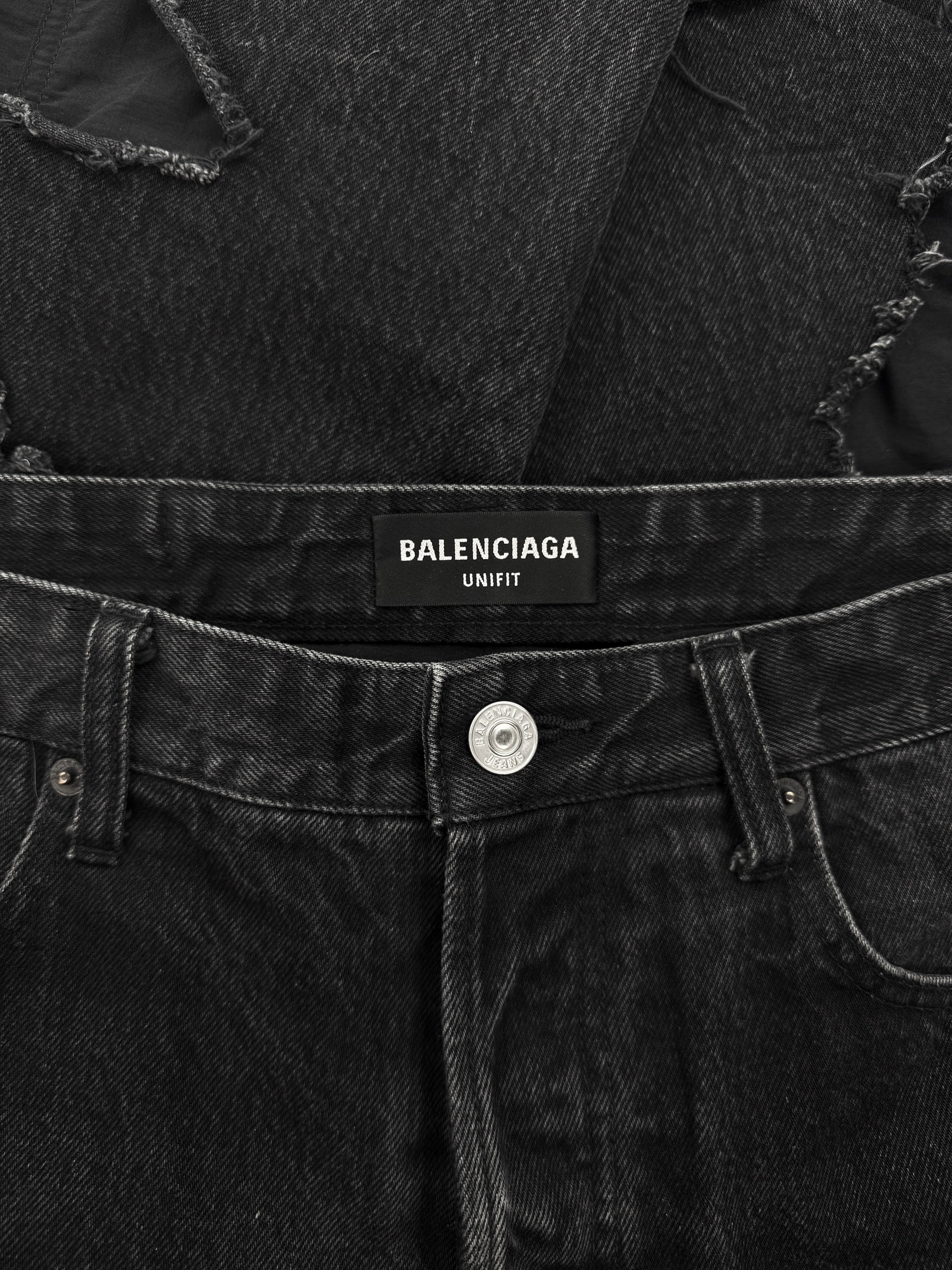 AW21 Balenciaga ‘Afterworld’ Slashed Double B Layered Hybrid Denim Jeans