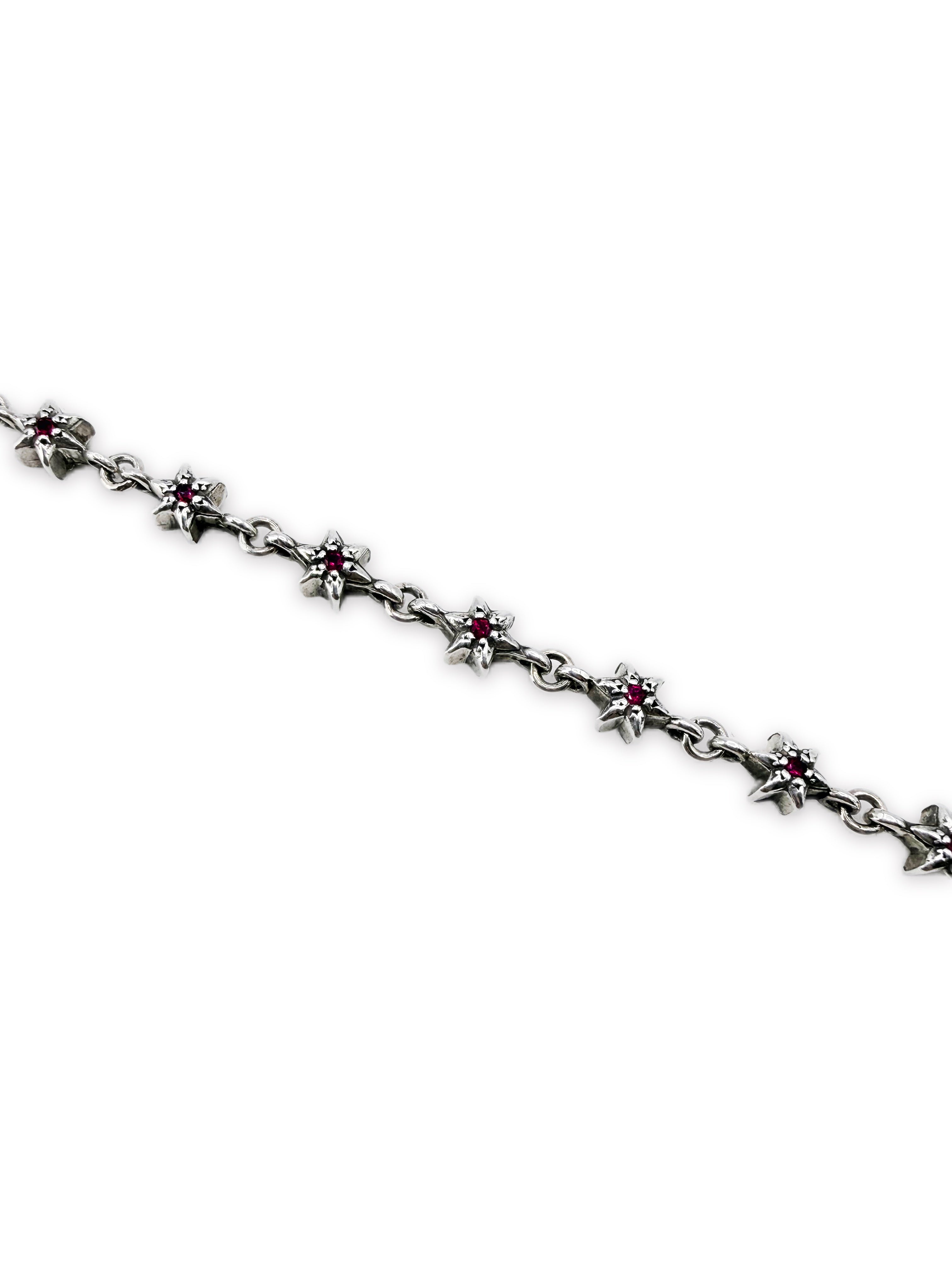 CHROME HEARTS RUBY FACTORY SET 6 POINT TINY STAR SILVER BRACELET