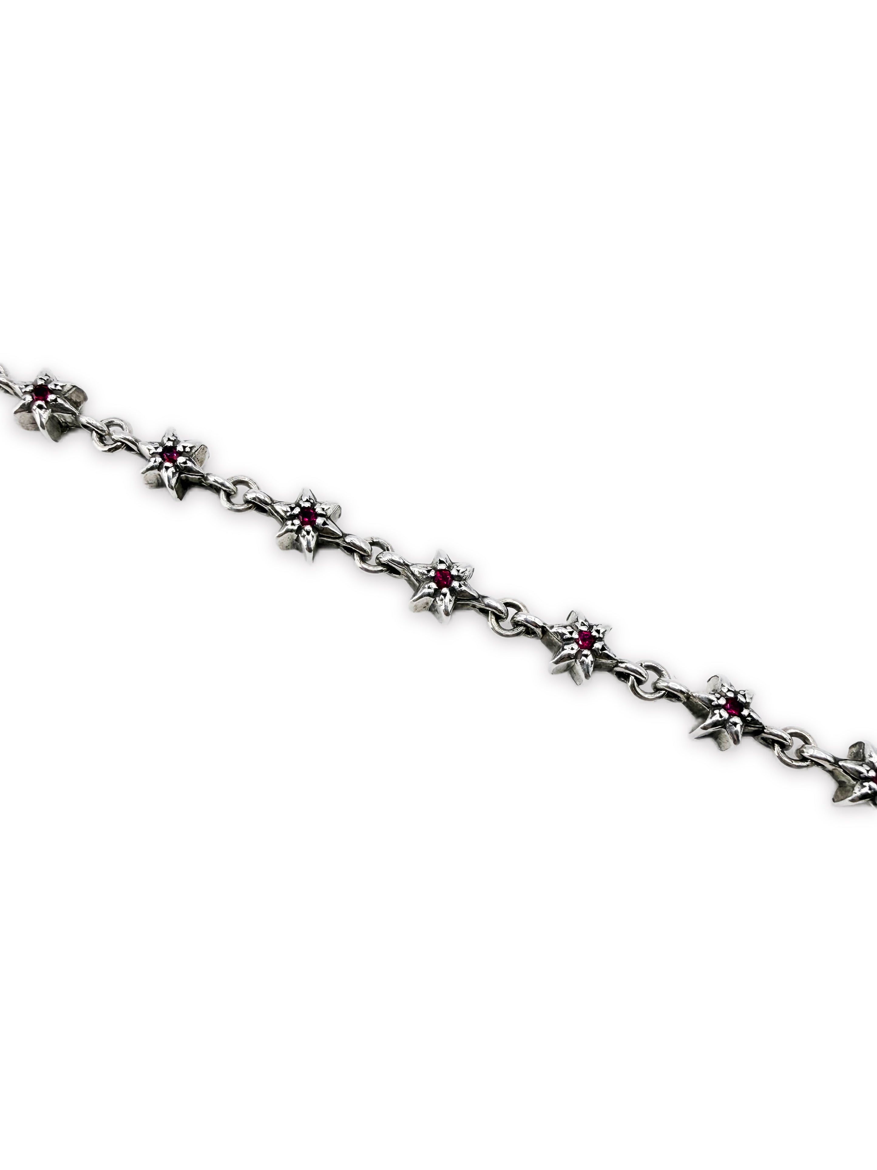 Chrome Hearts Ruby Factory Set 6 Point Tiny Star Silver Bracelet
