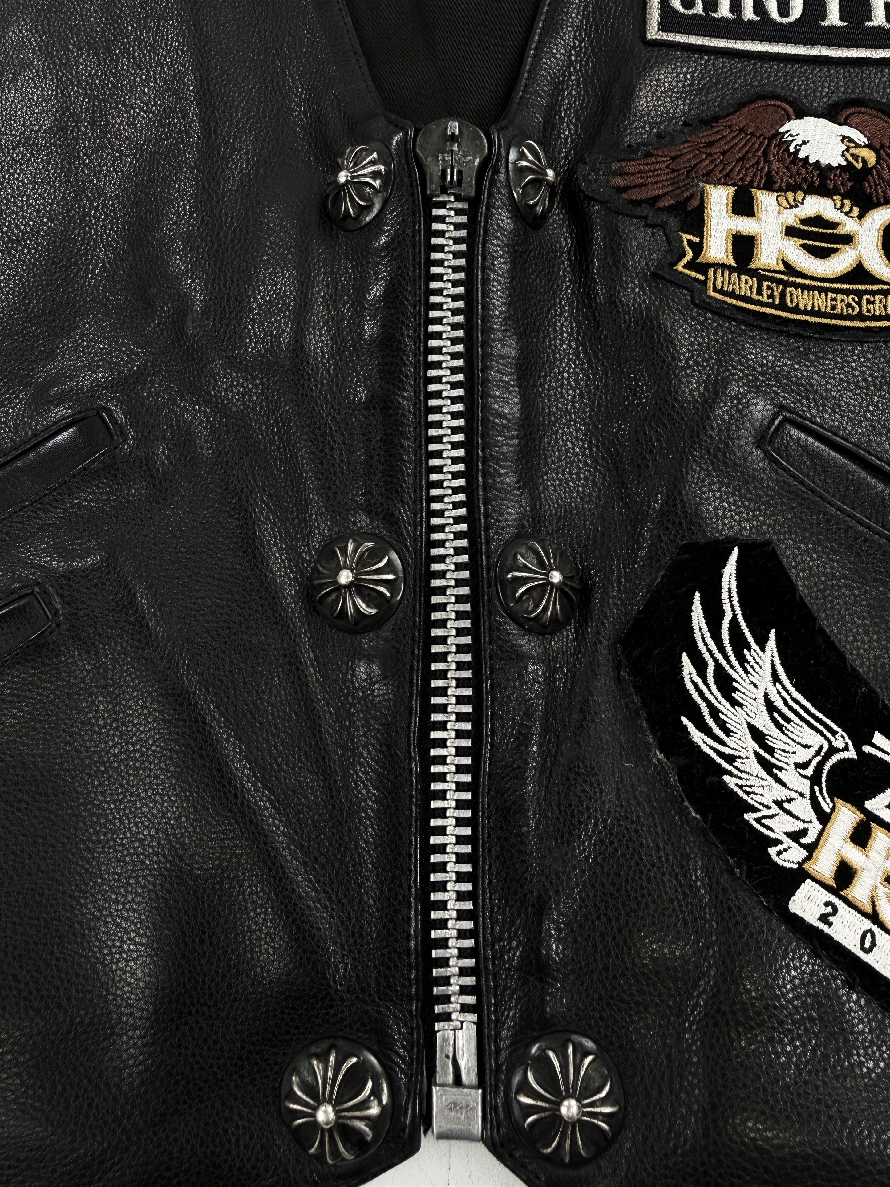 Chrome Hearts Braided Black Leather Patched .925 Silver Biker Vest