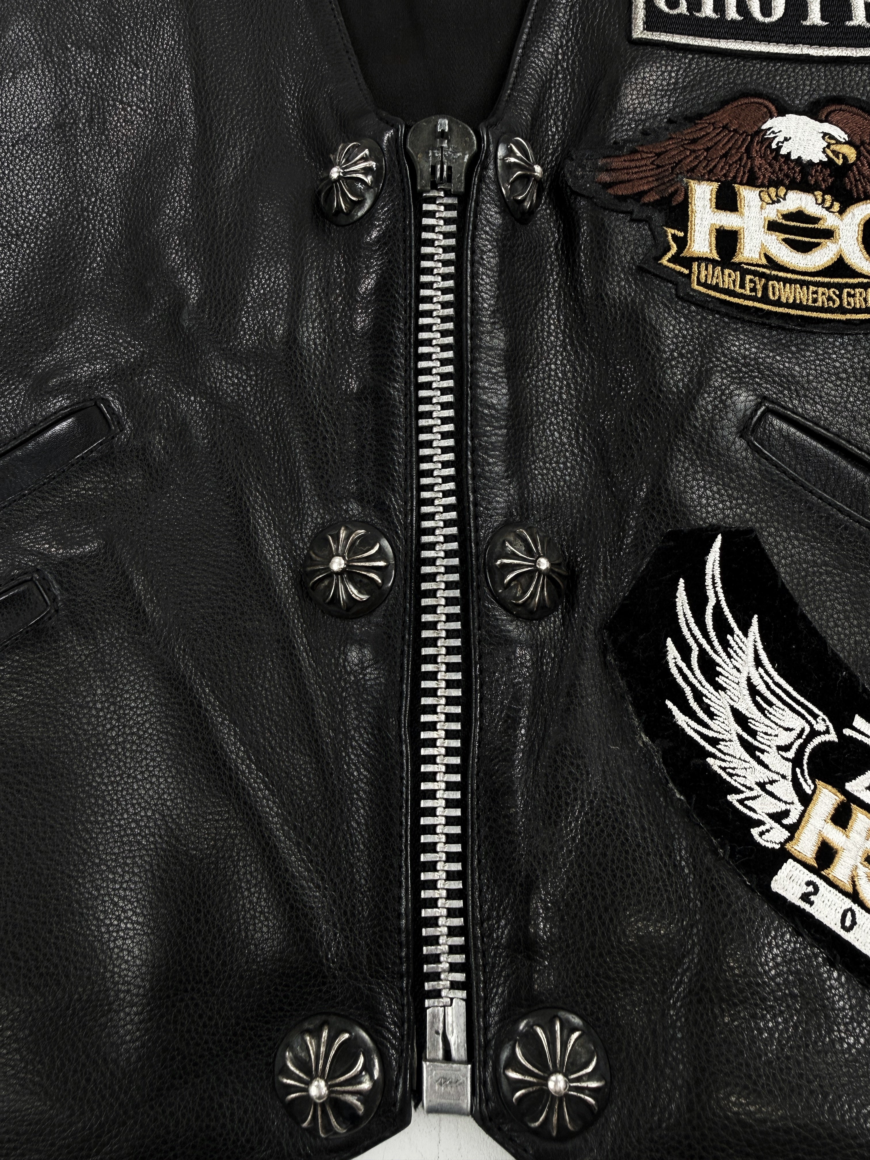 Chrome Hearts Braided Black Leather Patched .925 Silver Biker Vest