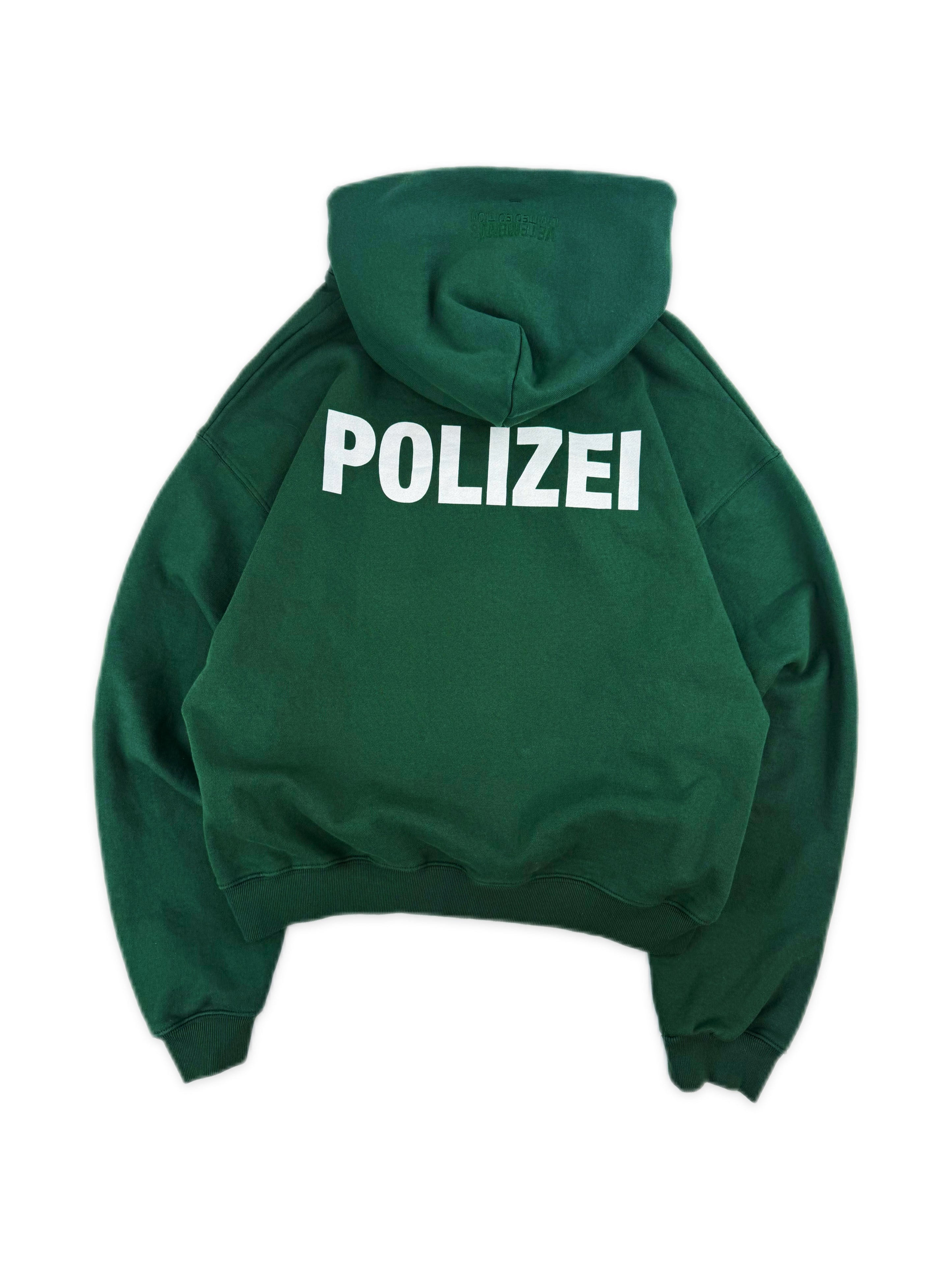 SS16 Vetements ‘Polizei’ Zip Up Green Sogan Hoodie