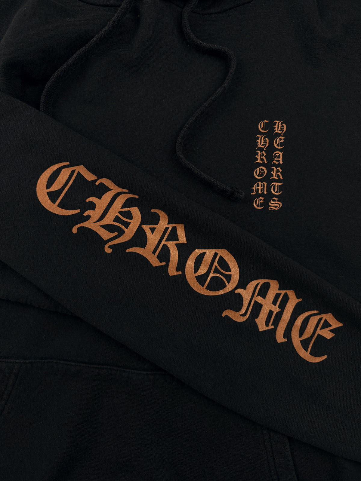 Chrome Hearts Orange Vertical Logo Black Hoodie
