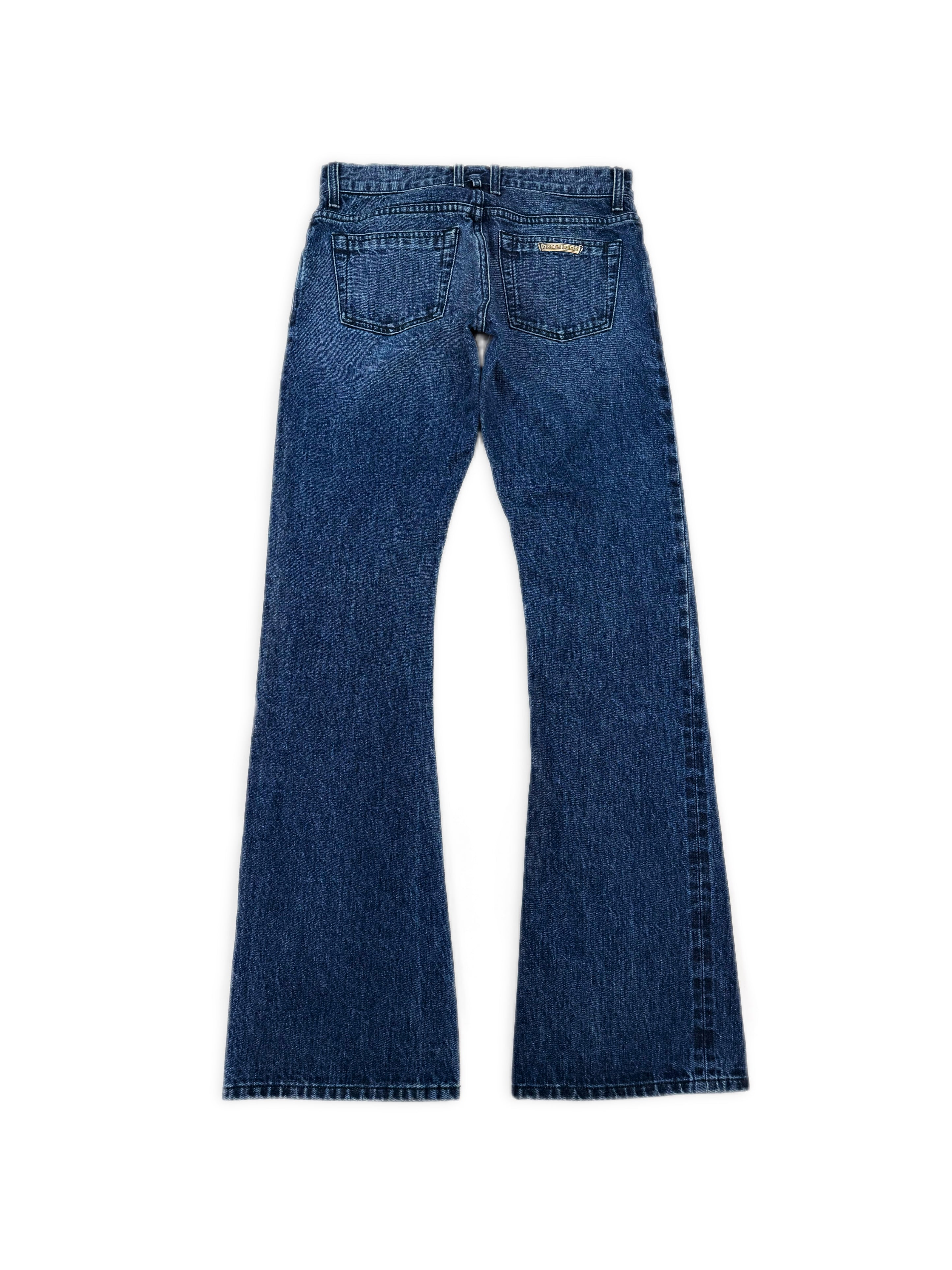 Chrome Hearts FU Dark Wash Flared .925 Silver Denim Jeans