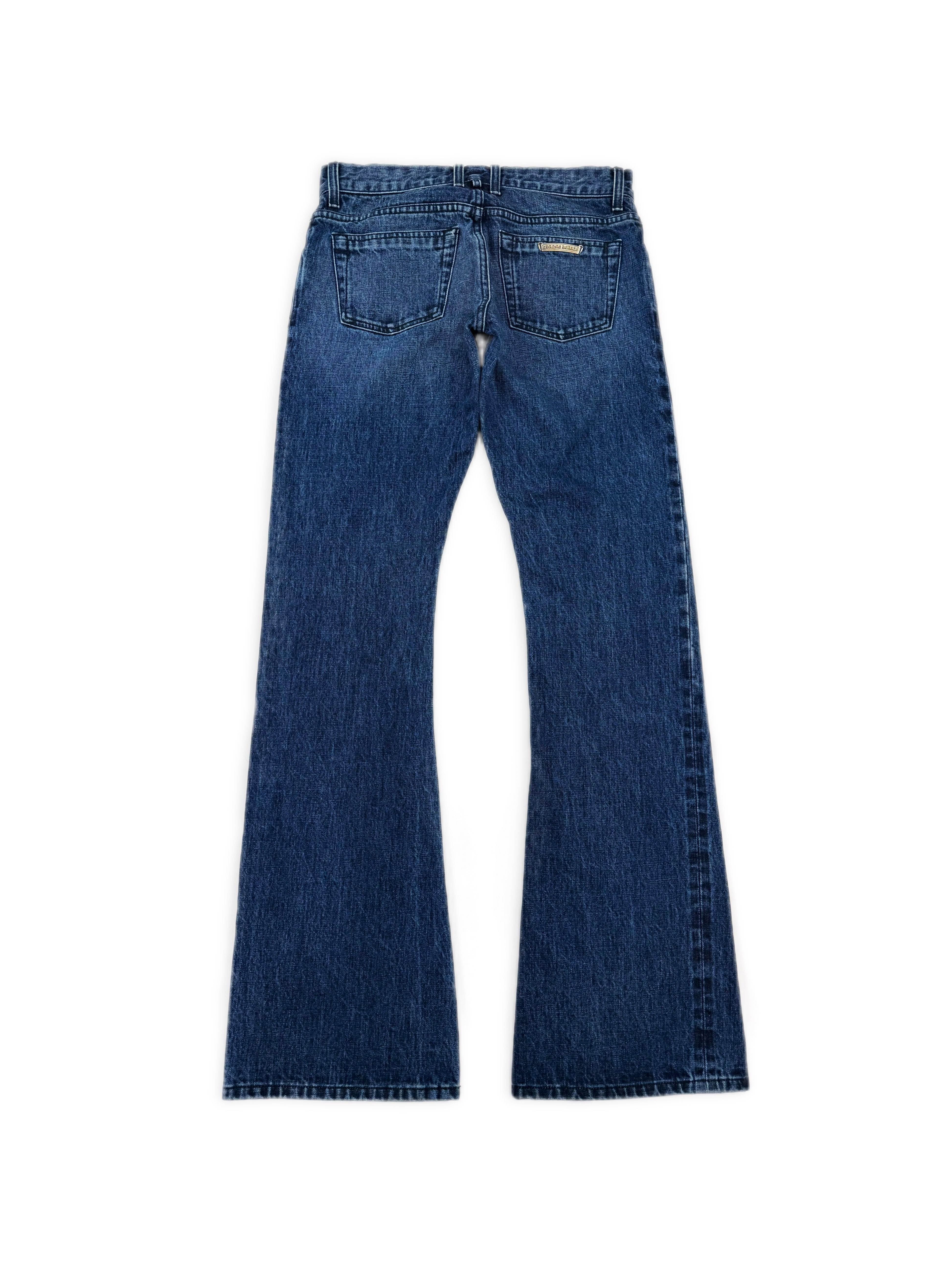 Chrome Hearts FU Dark Wash Flared .925 Silver Denim Jeans
