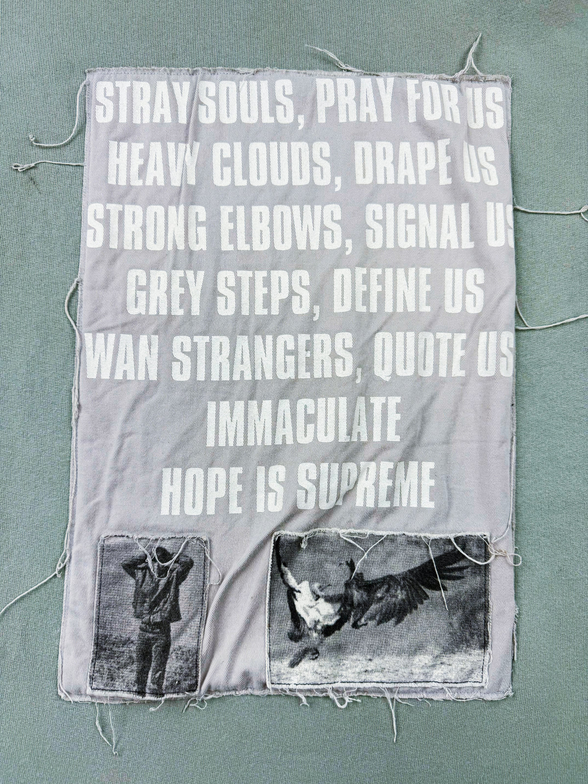 SS02 Raf Simons ‘Stray Souls’ Teal Patch Graphic Crewneck