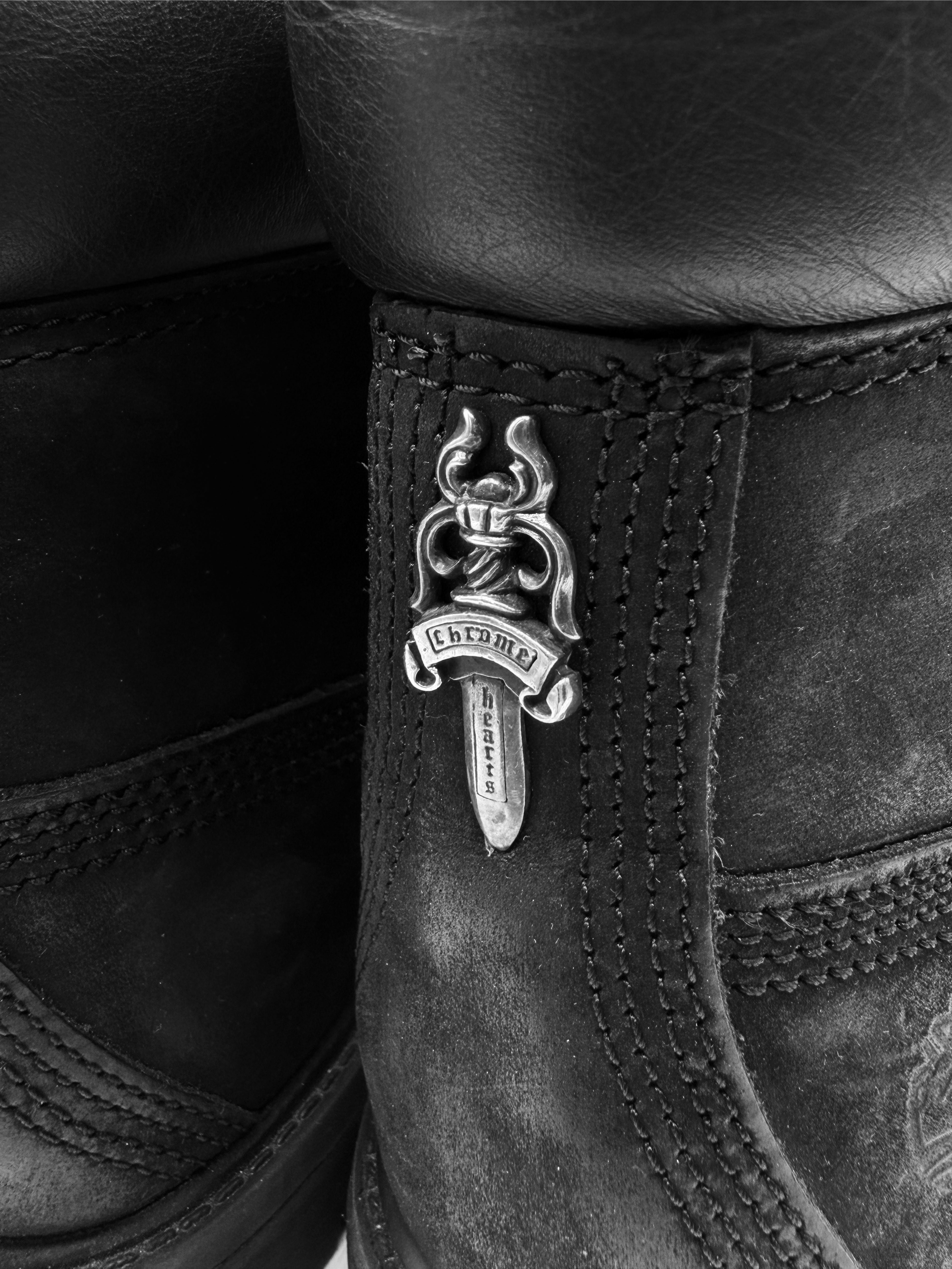 Chrome Hearts x Timberland Dagger Pendant .925 Silver Black Boots