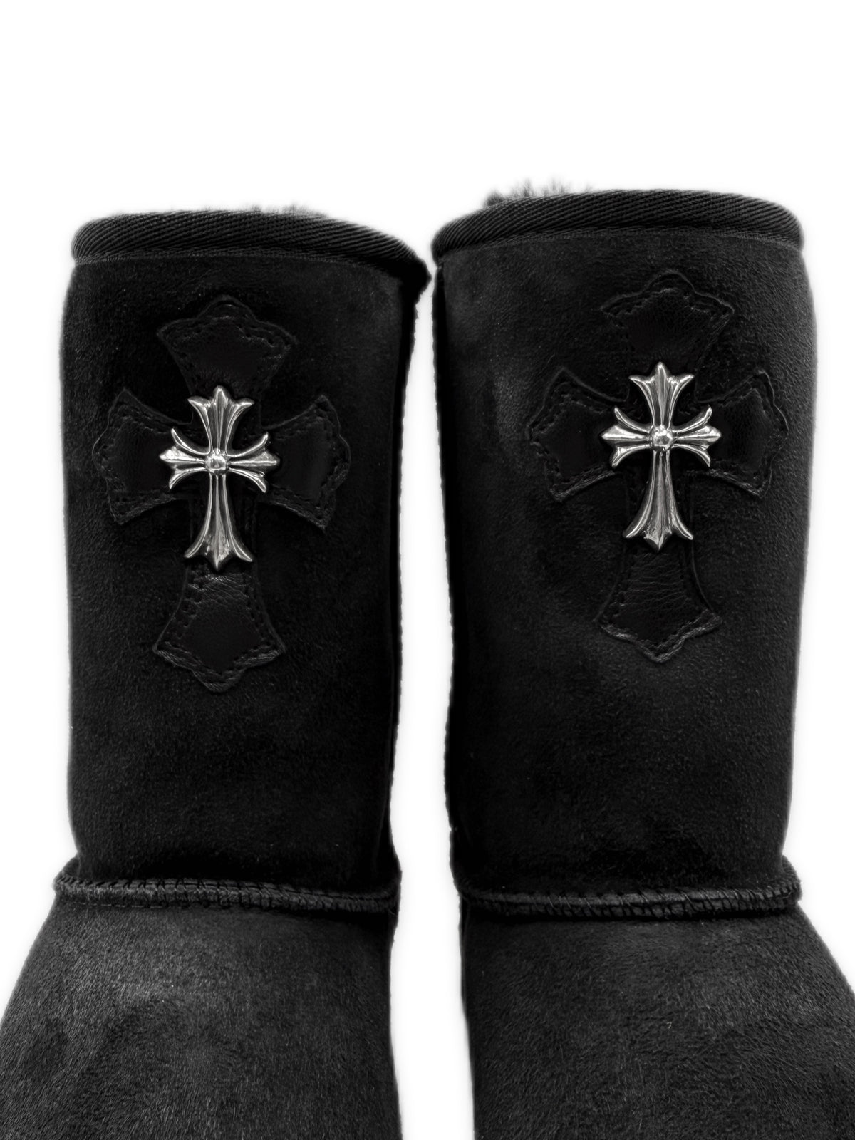 Chrome Hearts x Ugg Cross Pendant Leather Patch Fur Lined Boots