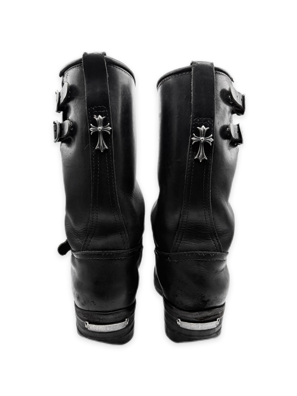 Chrome Hearts x Wesco Engineer Triple Gunslinger Black Leather Boots