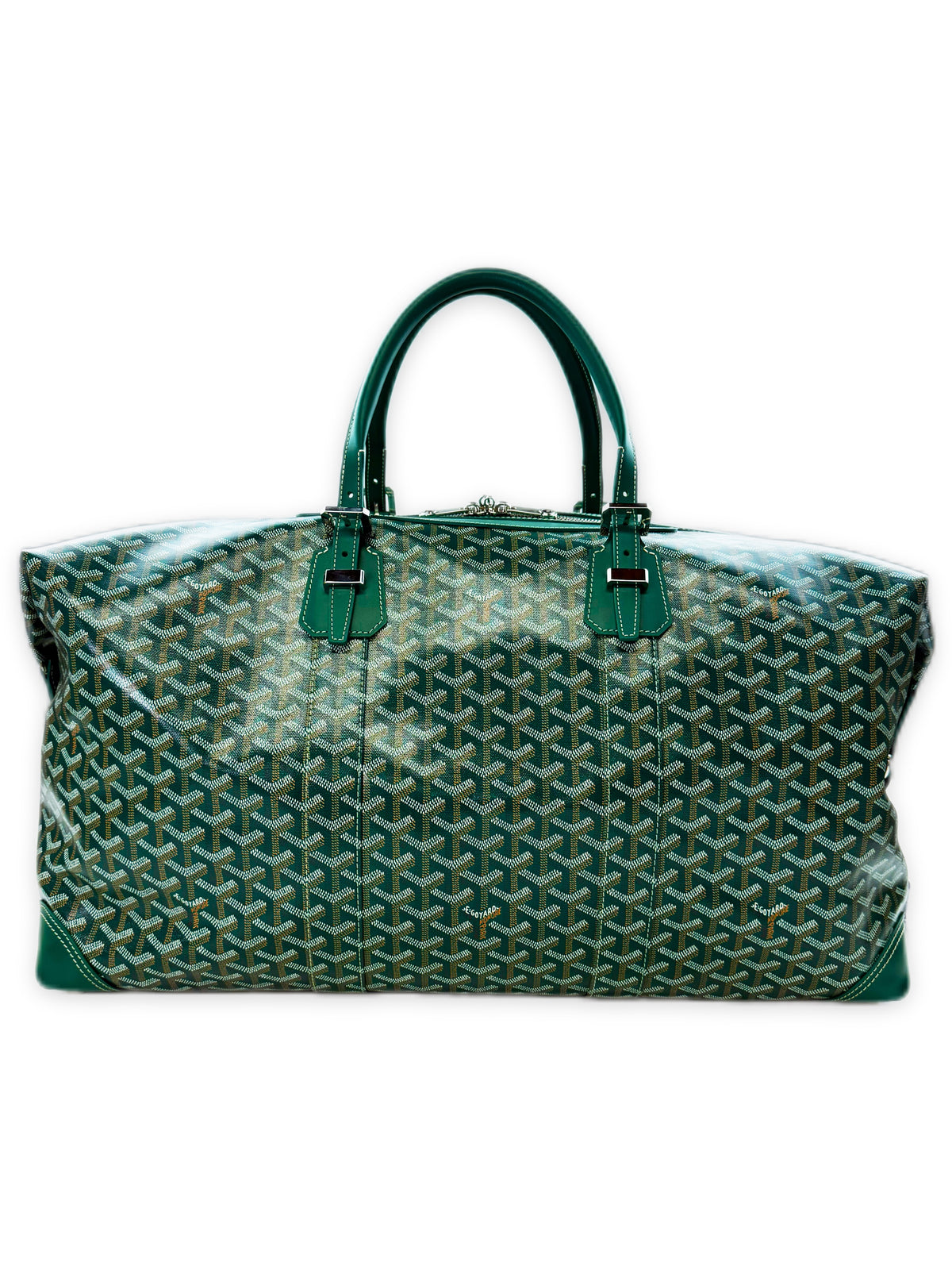 Goyard Boeing 55 Green Canvas Goyardine Monogram Duffle Bag