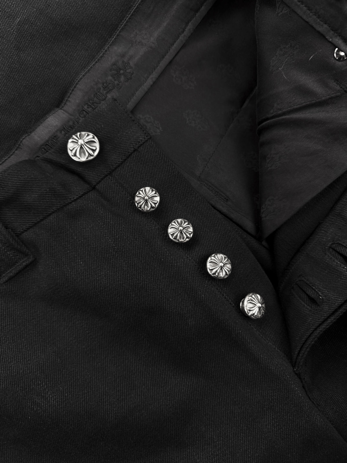 Chrome Hearts Street Sweeper Wide Leg Baggy Black Denim Jeans