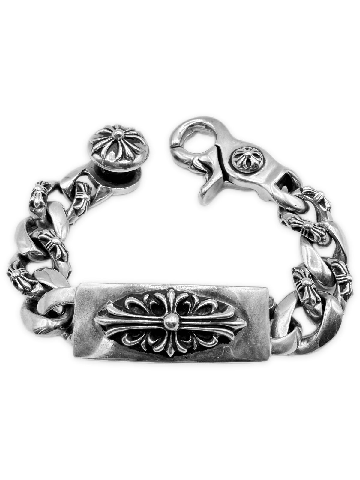 Chrome Hearts Floral ID Fancy Cuban Link Lobster Clasp Bracelet