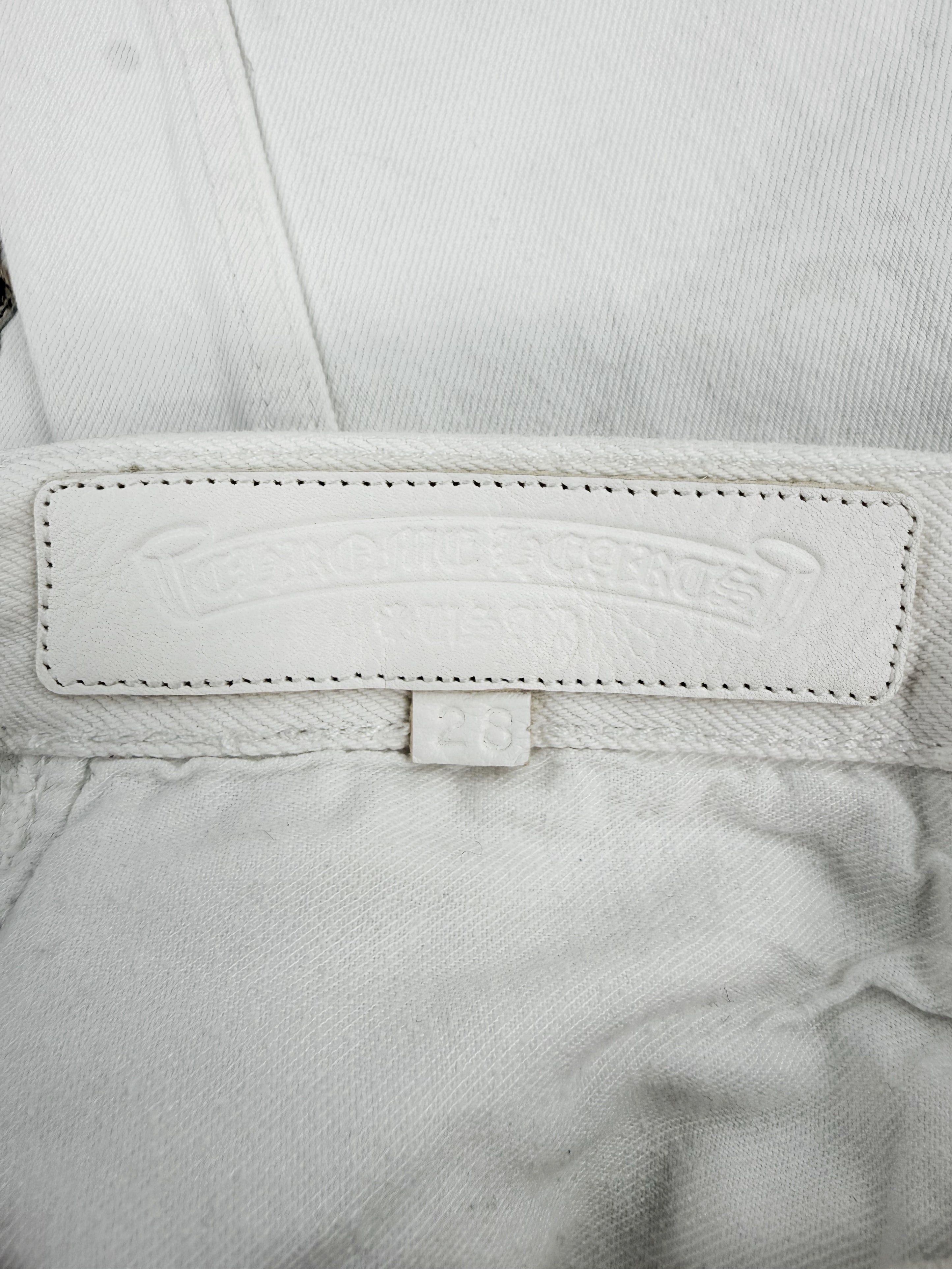 Chrome Hearts Levi’s 501 Cheetah Pony Hair Cross Patch White Denim Jeans