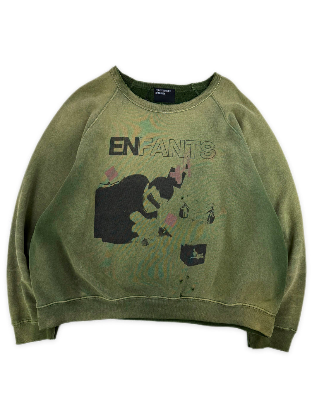 Enfants Riches Deprimes ‘My Death My Life’ Green Raglan Crewneck