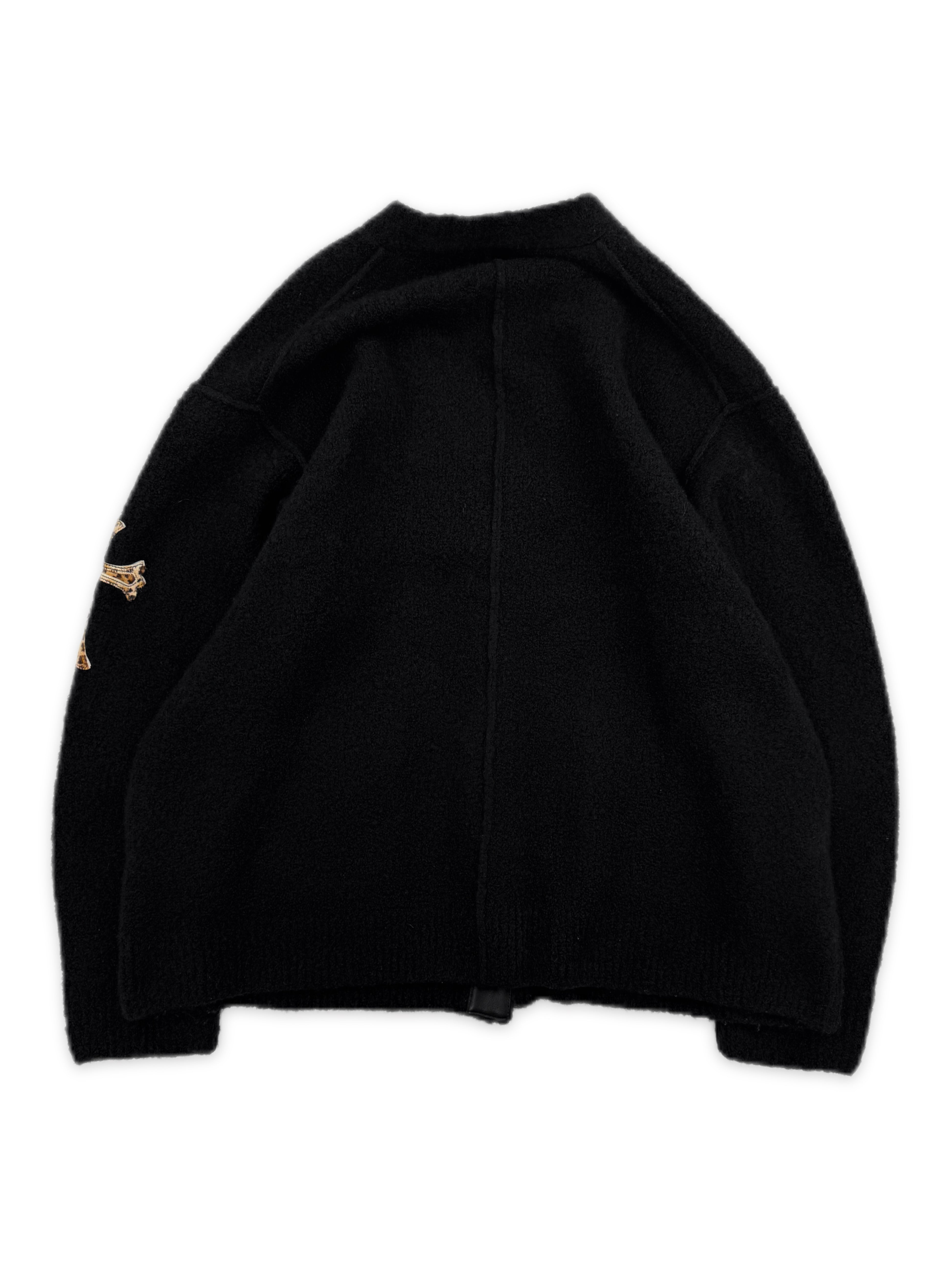 Chrome Hearts Cheetah Pony Hair Cross Patch Cashmere Cardigan
