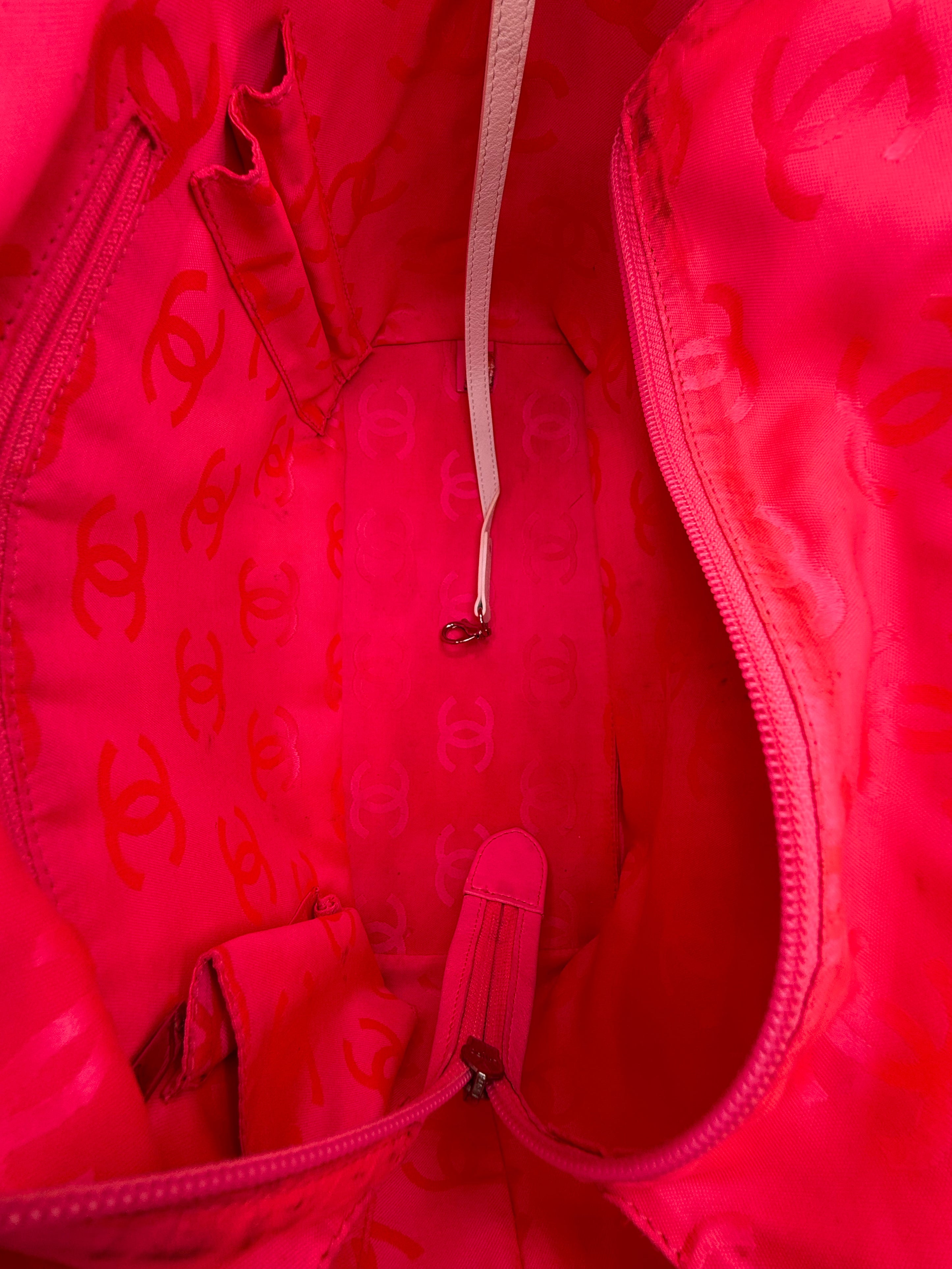Chanel Cambon Ligne CC Quilted White Leather Tote Bag