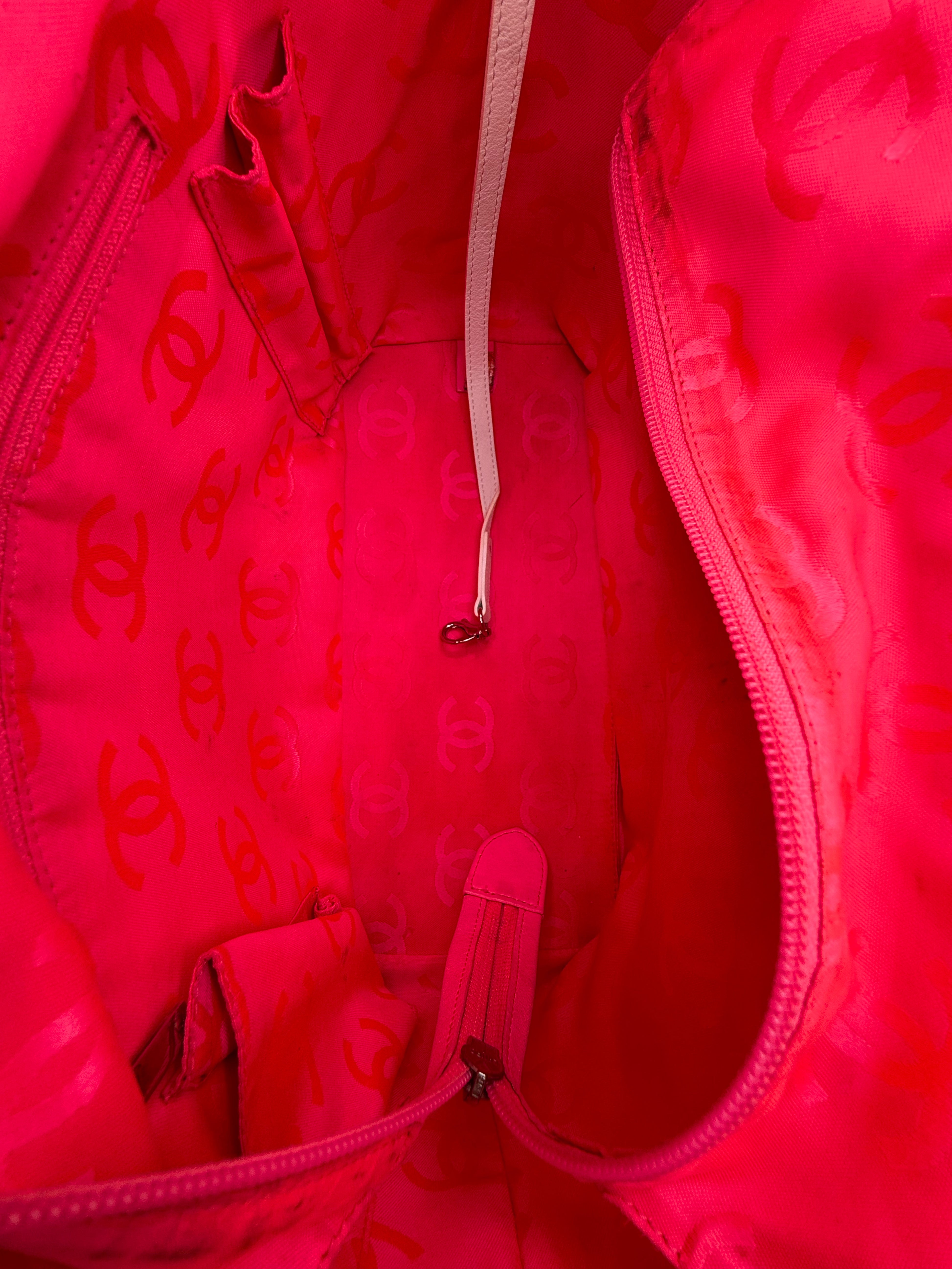 Chanel Cambon Ligne CC Quilted White Leather Tote Bag