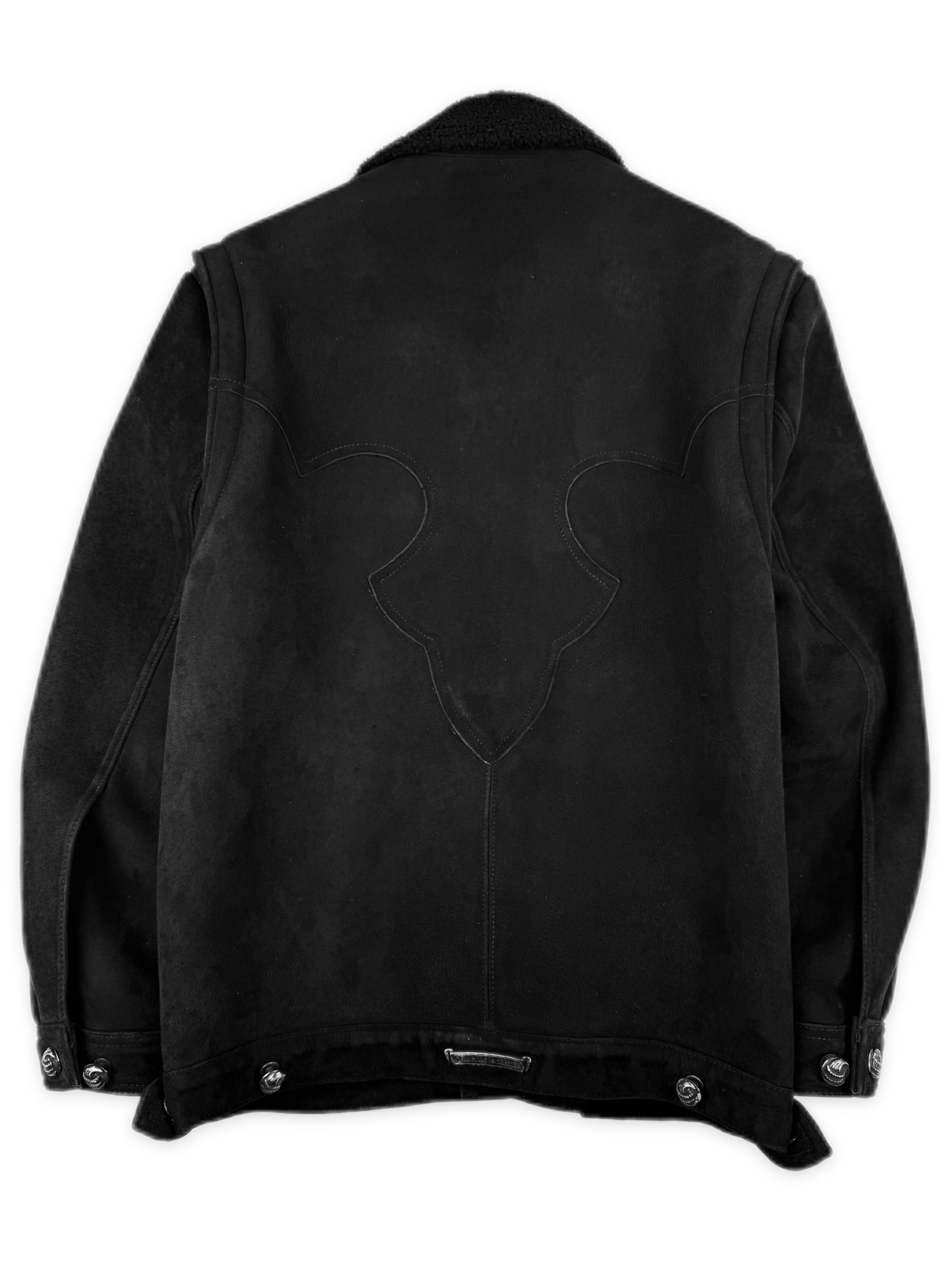 Chrome Hearts Shearling Lined Black Suede Talon Jacket