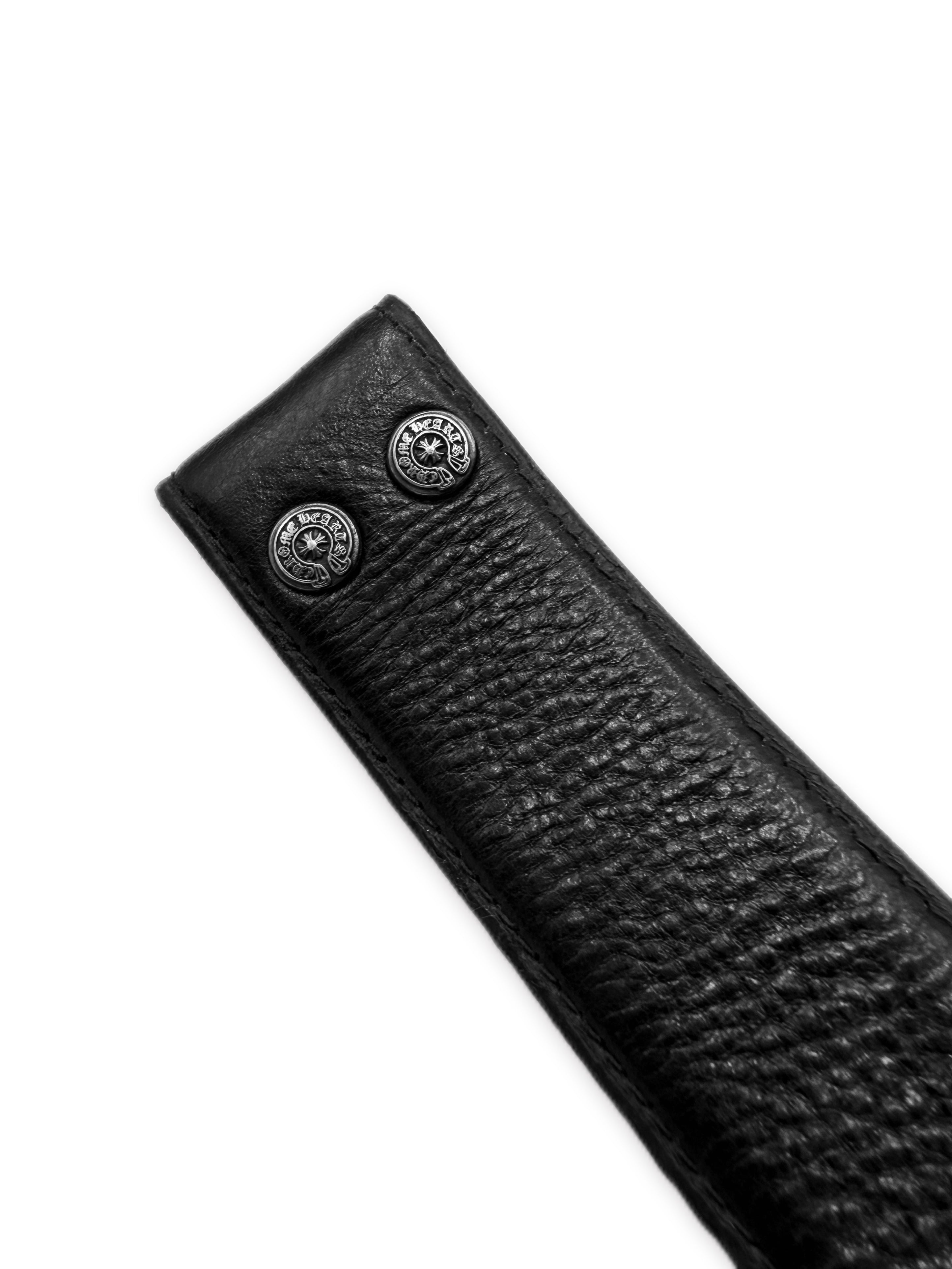 Chrome Hearts Black Leather .925 Silver Belt Strap