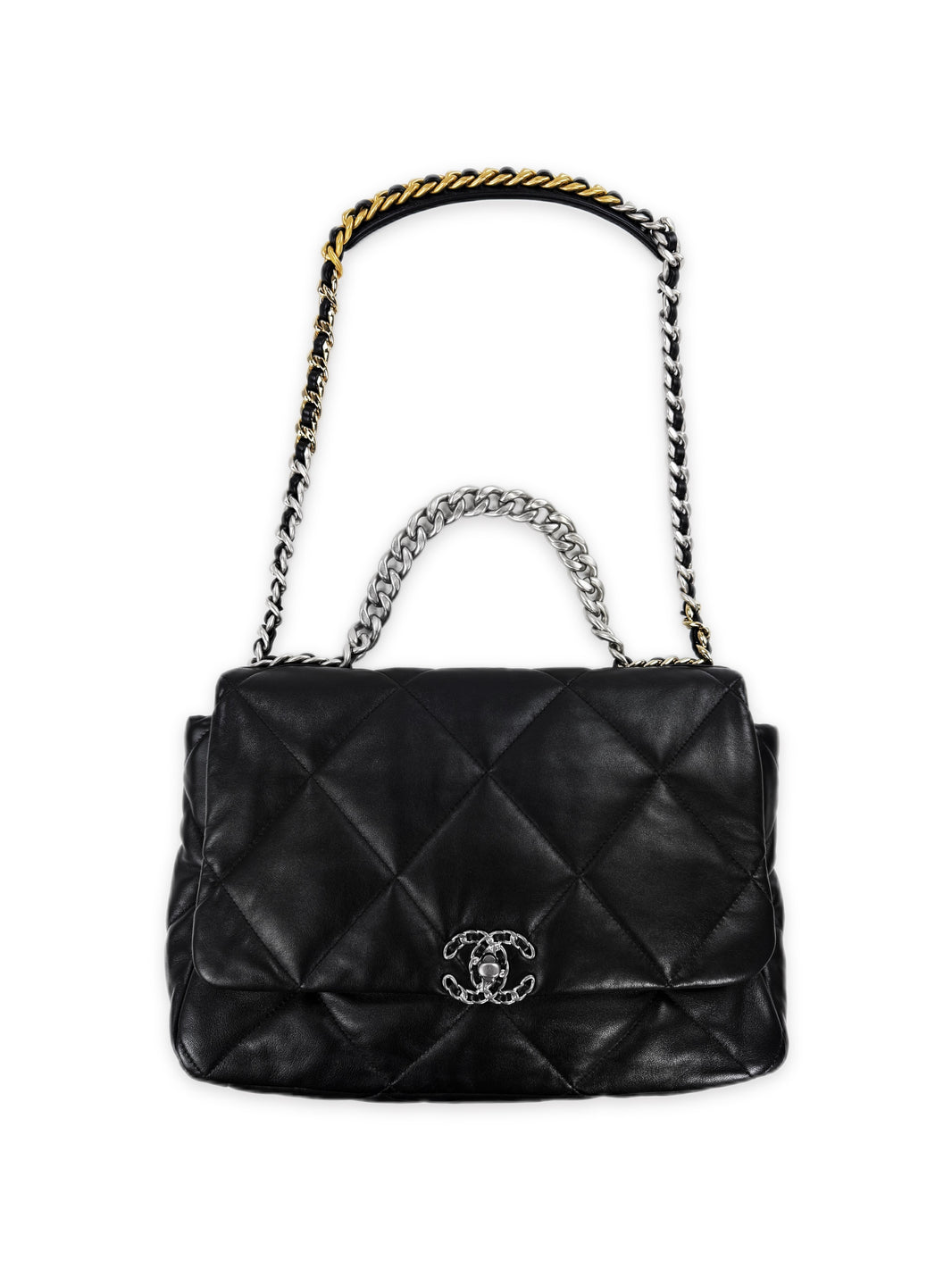 Chanel 19 Quilted Leather Maxi Large Gold / Silver Flap Bag