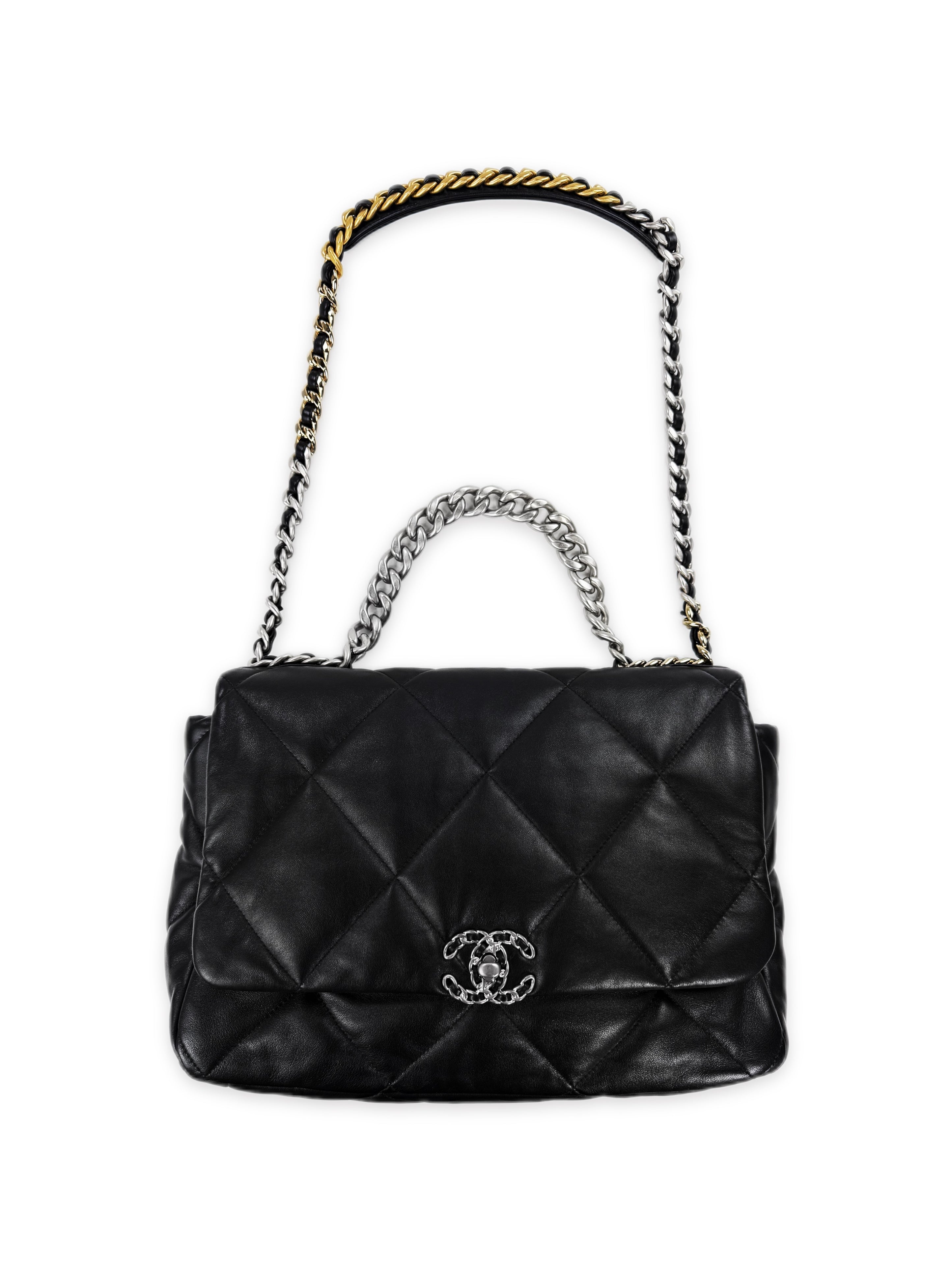 Chanel 19 Quilted Leather Maxi Large Gold / Silver Flap Bag